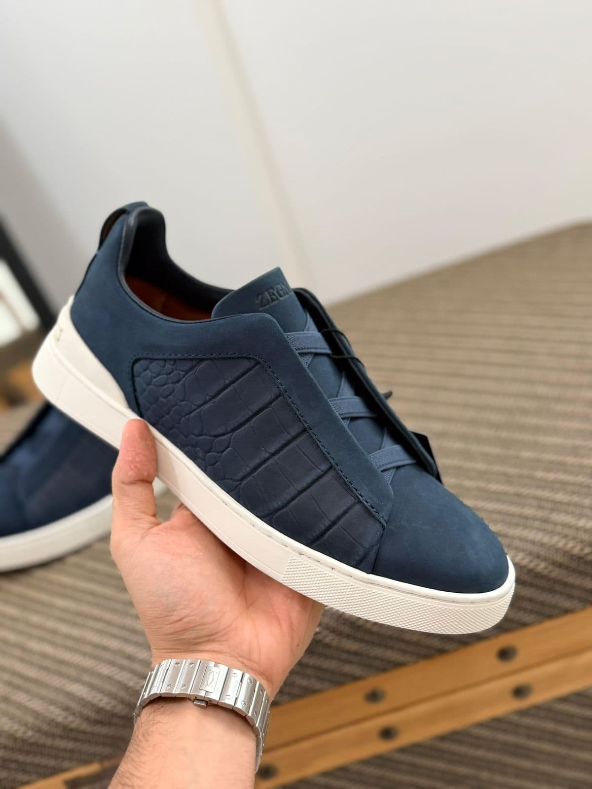Zegna Triple Stitch Crocodile Leather Sneakers – Two Colors