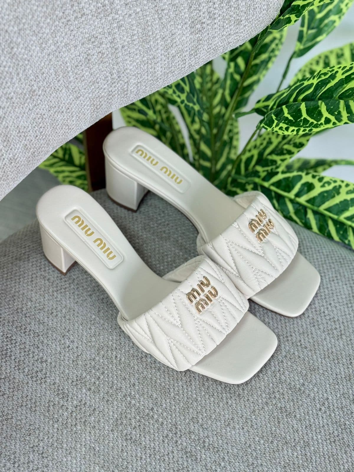 Miu Miu Quilted Leather Block-Heel Sandals – New Collection