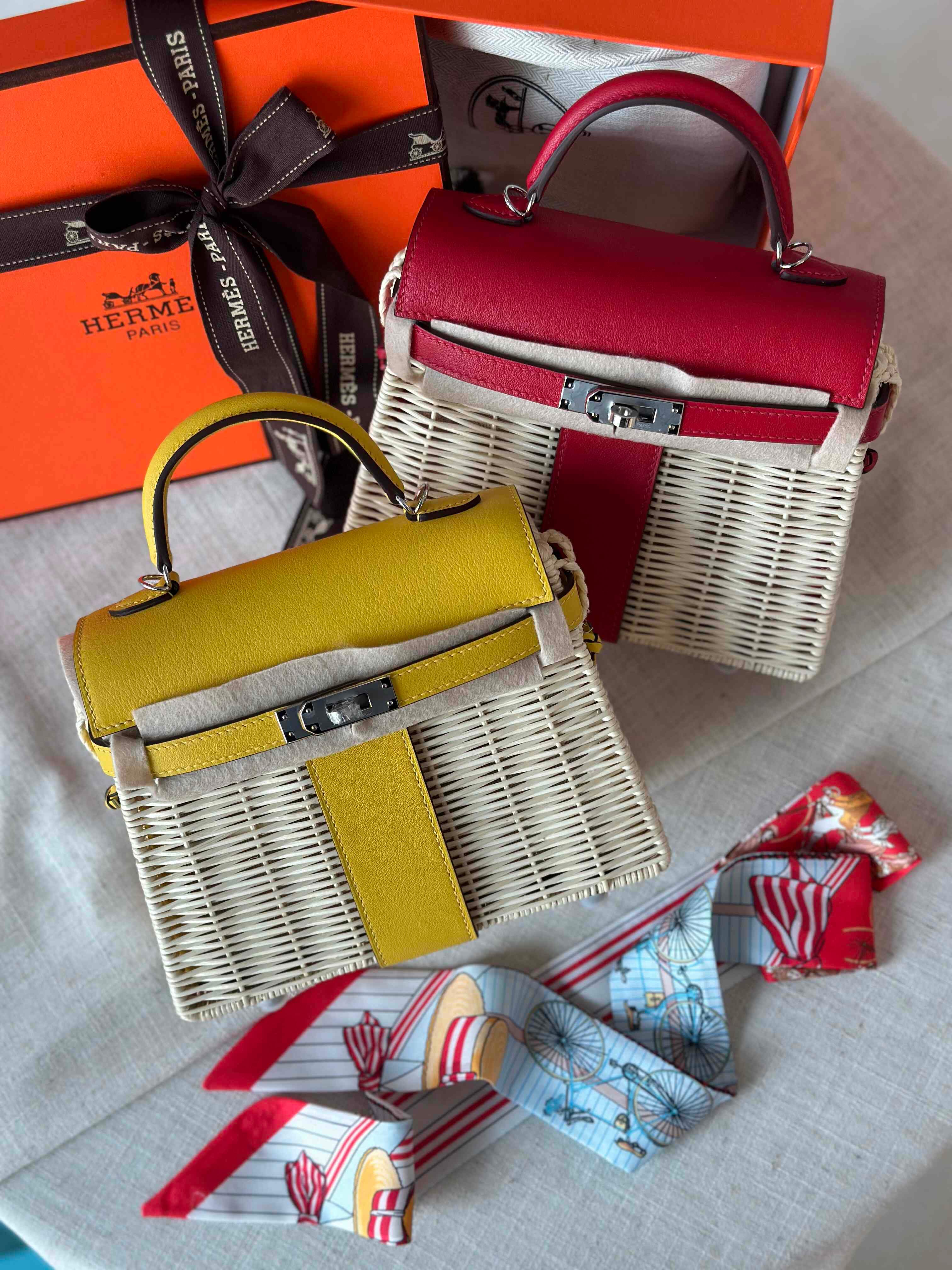 Hermès Mini Kelly Picnic Swift & Wicker Handbag