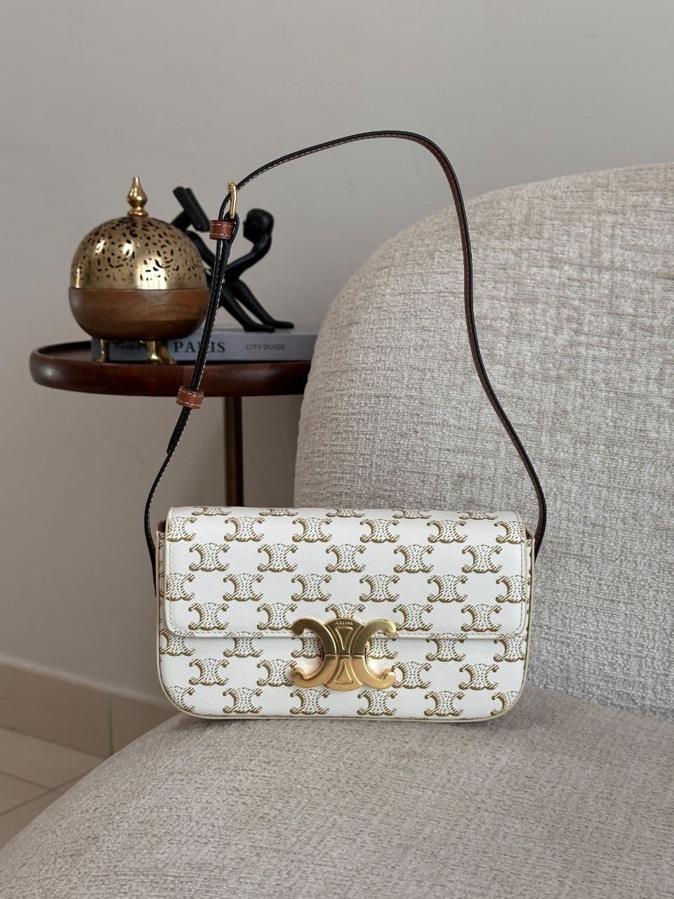 Celine Triomphe Mini Shoulder Bag with Leather Strap