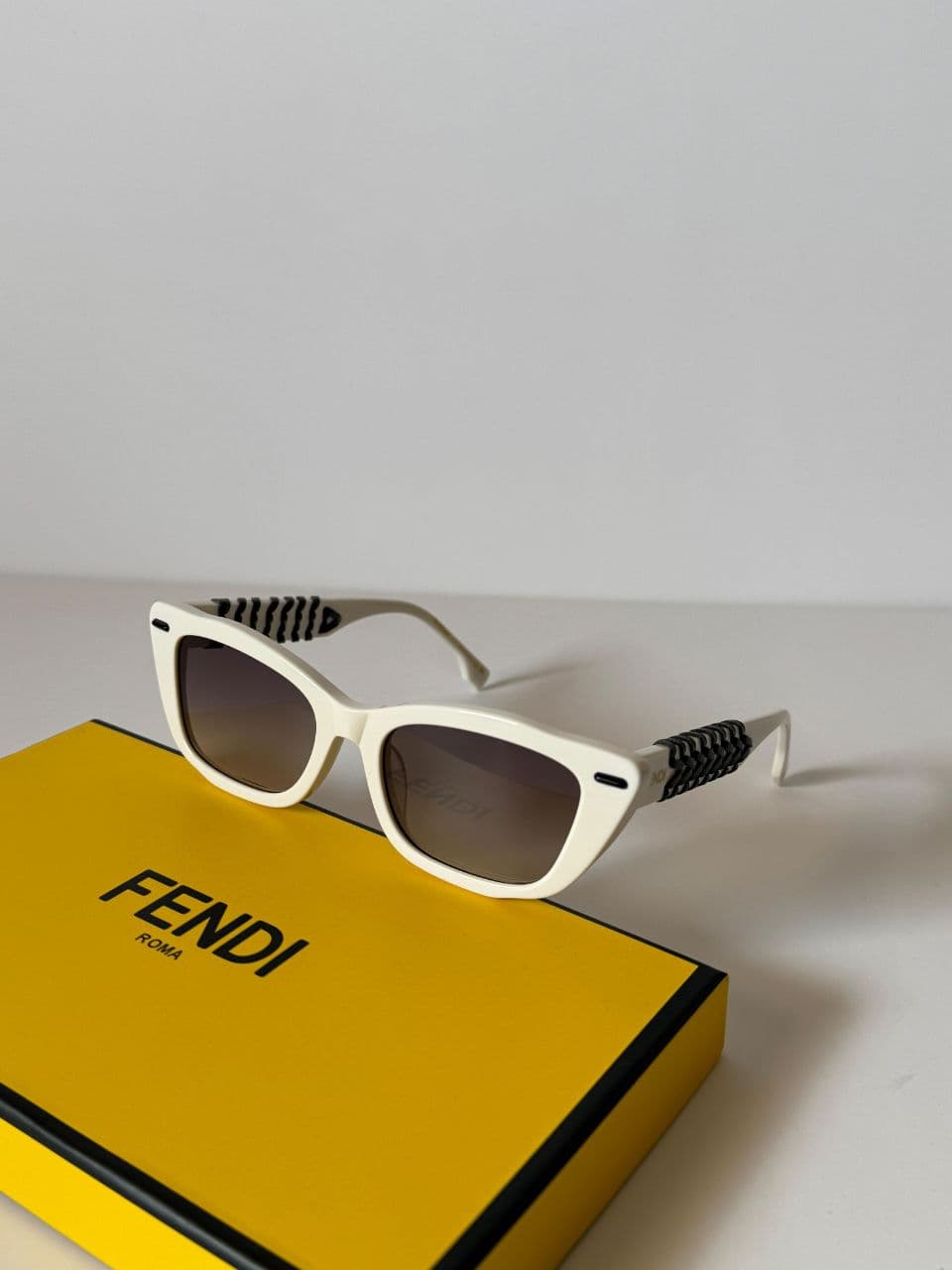 Fendi Braided Temple Sunglasses with Sculpted Acetate Frame