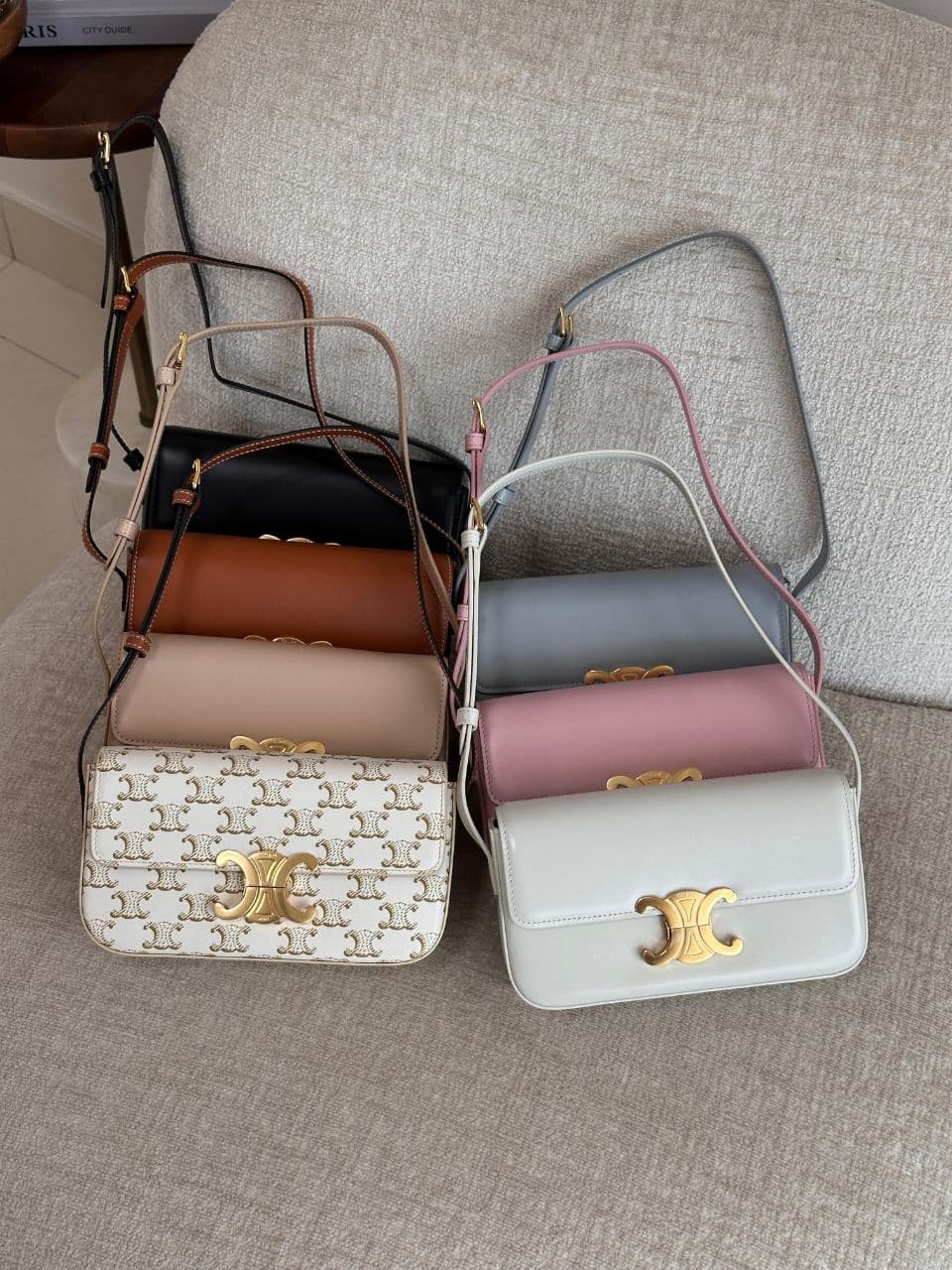 Celine Triomphe Mini Shoulder Bag with Leather Strap
