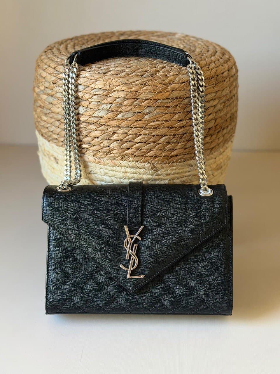 Saint Laurent Medium Envelope Chain Bag in Leather & Suede