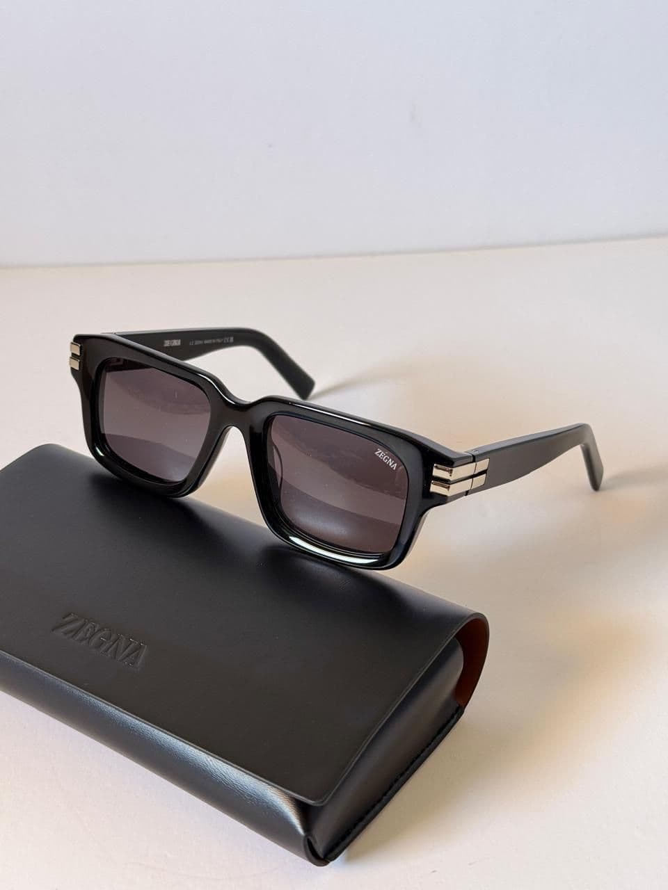 Ermenegildo Zegna Square Full-Rim Acetate Sunglasses