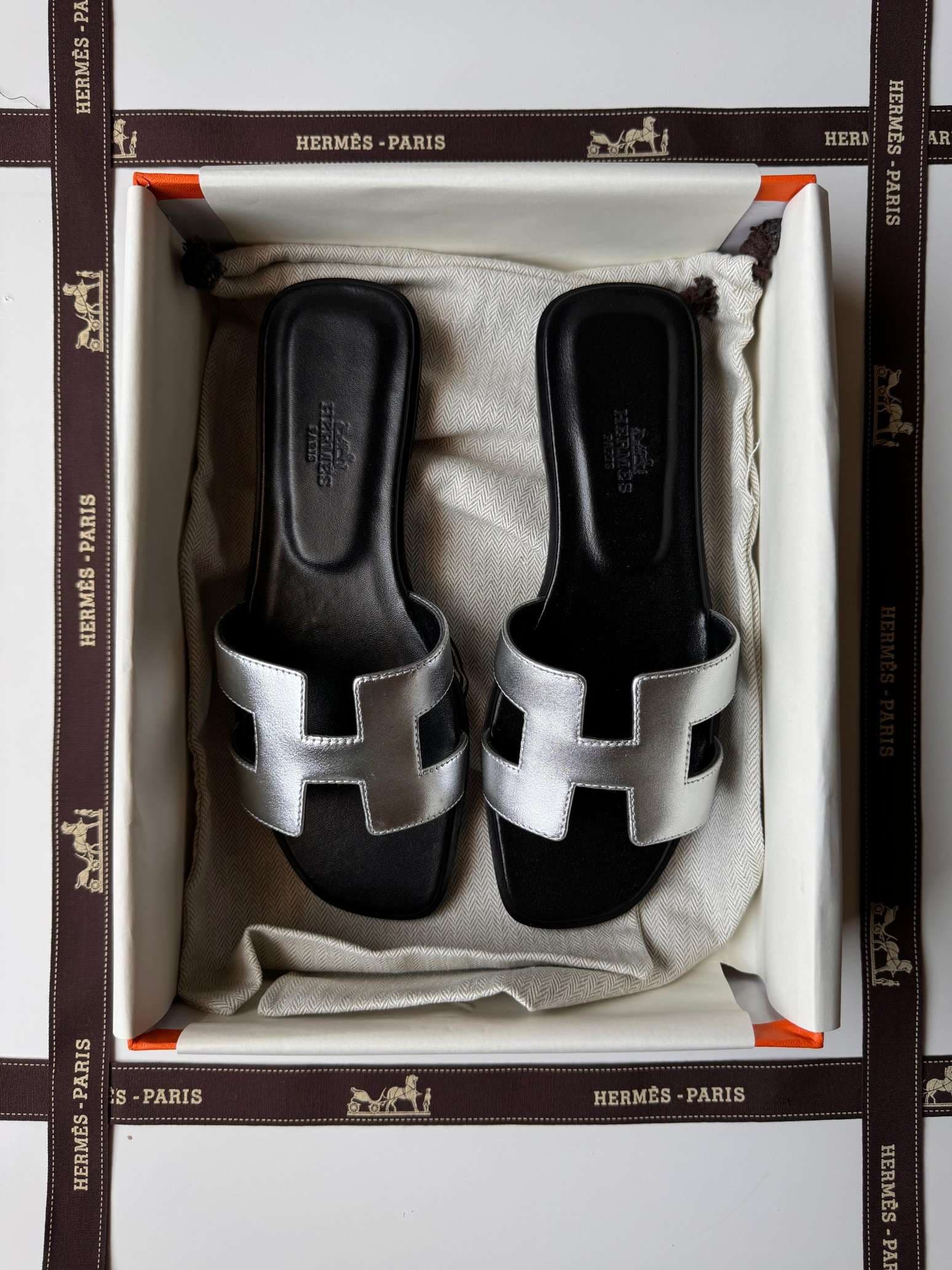 Hermes Oran Sandal Metallic Leather