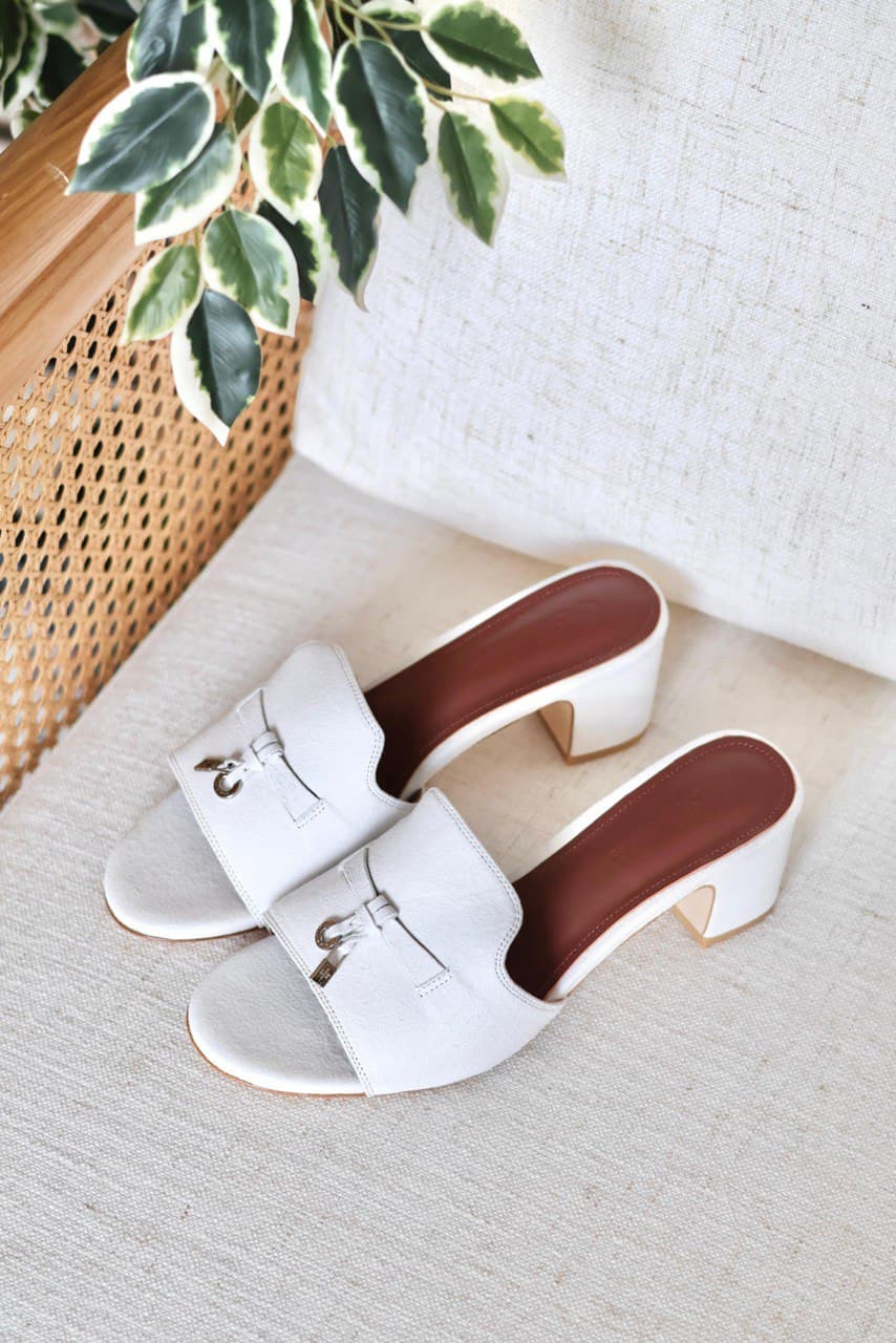 Loro Piana Summer Charms Heeled Sandal – Suede Goatskin Mule