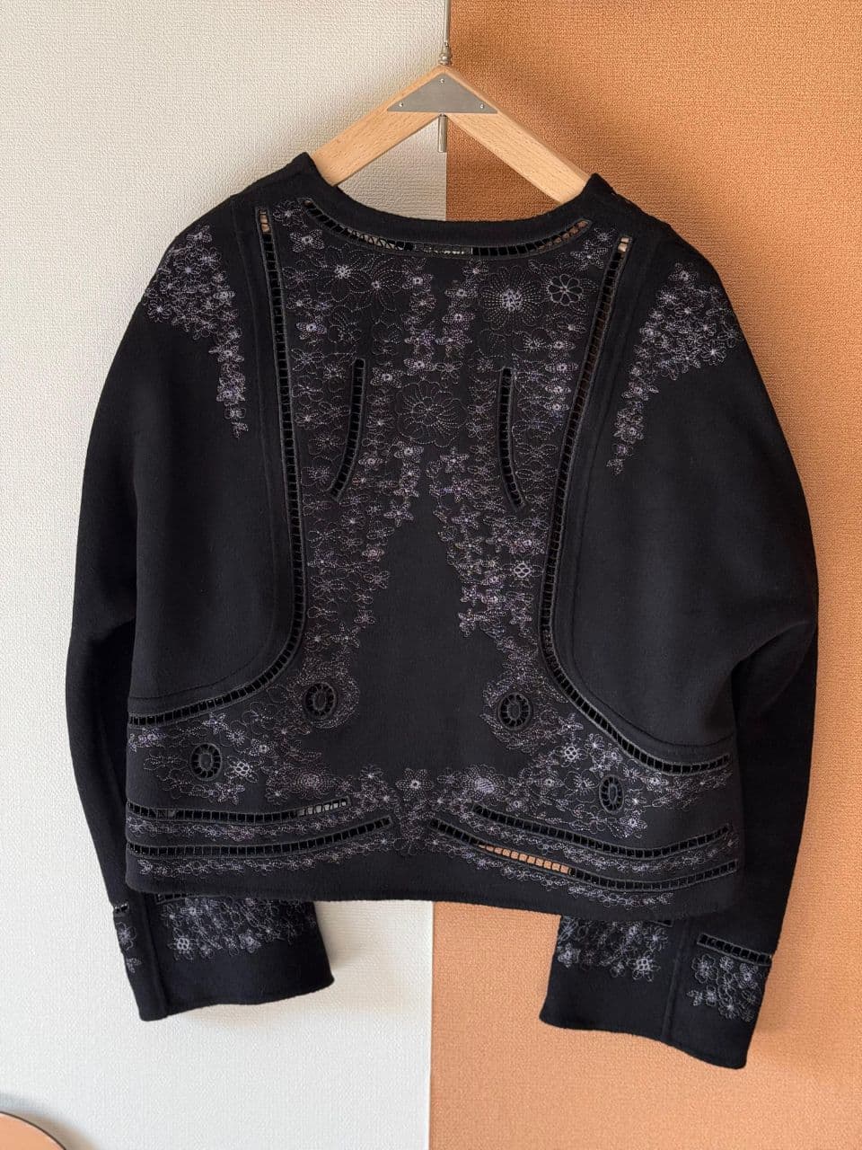 Hermès Embroidered Wool Jacket with Signature Button Detail