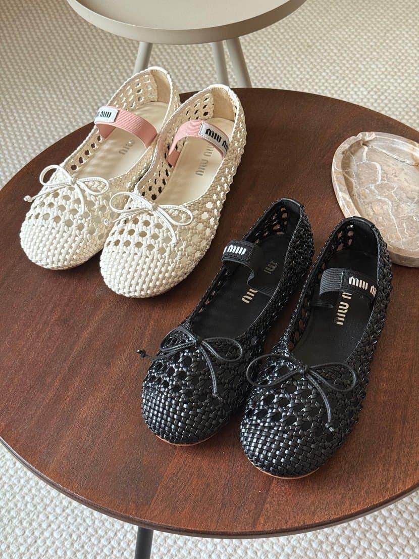 Miu Miu Woven nappa  leather ballerinas