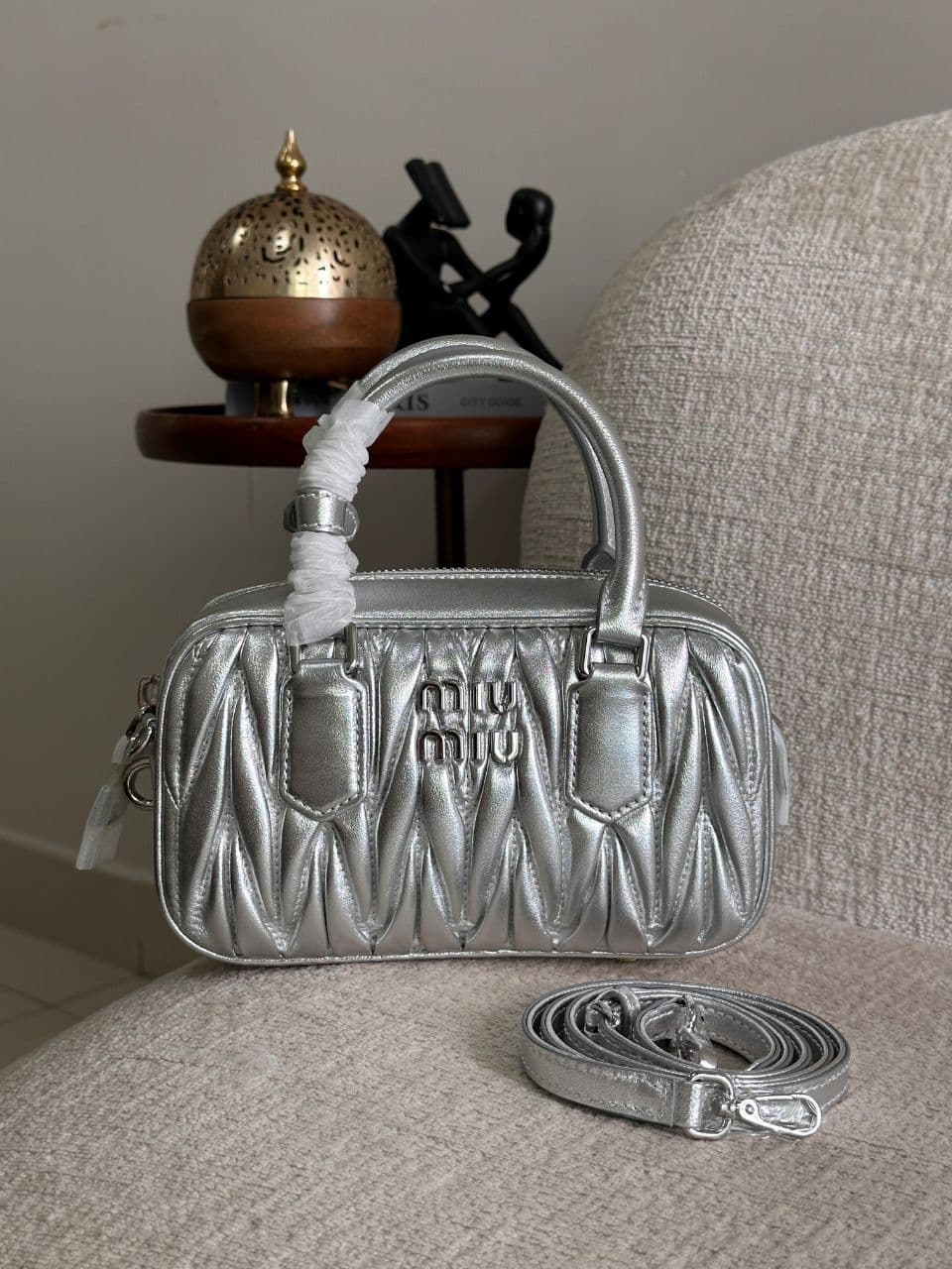Miu Miu Arcadie Mini Matelassé Leather Handbag – Top Handle & Shoulder