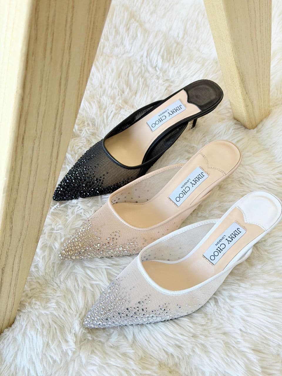 Jimmy Choo Vivi 65 Crystal Mesh Mules