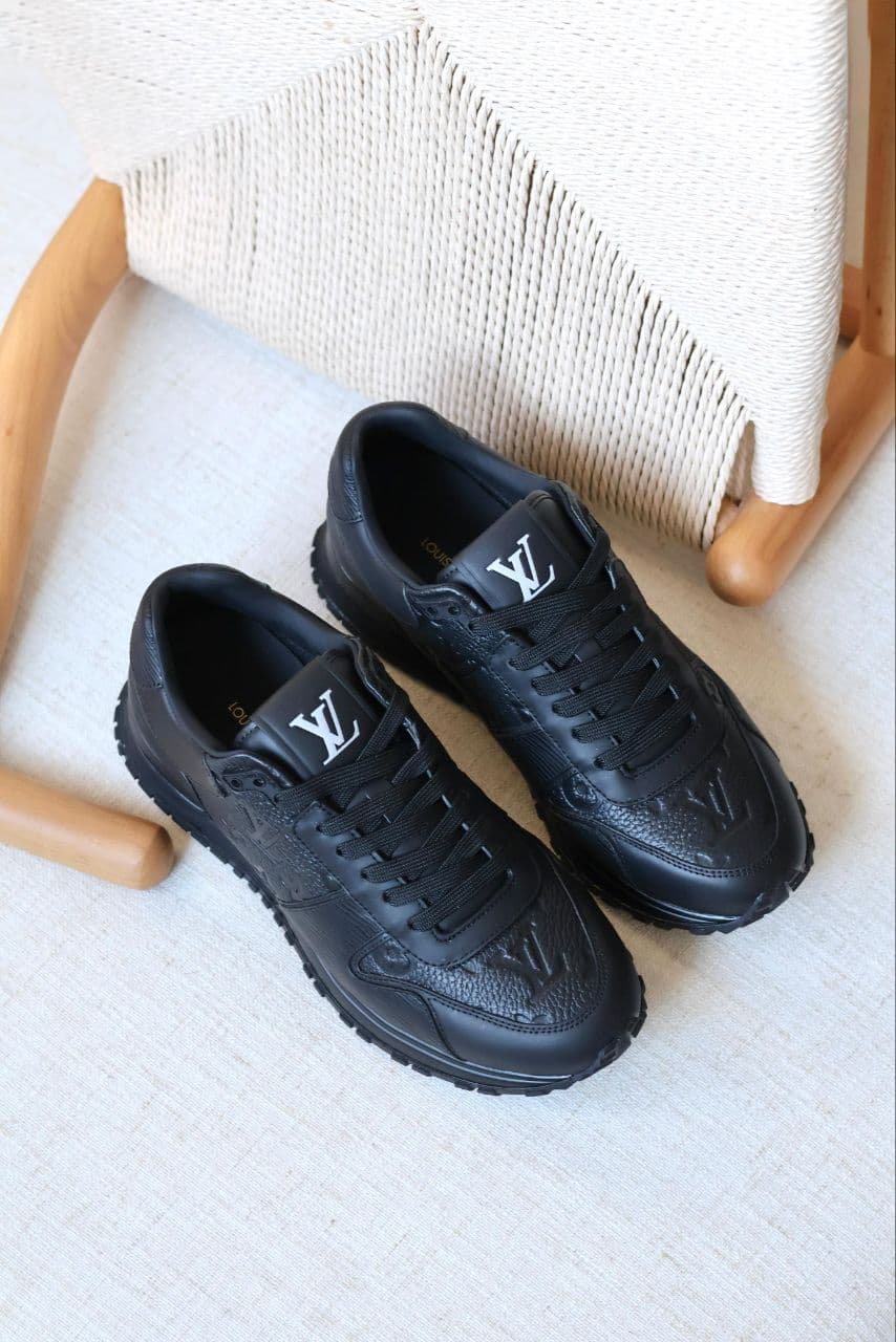 Louis Vuitton Men's Black Leather Trainer Sneakers