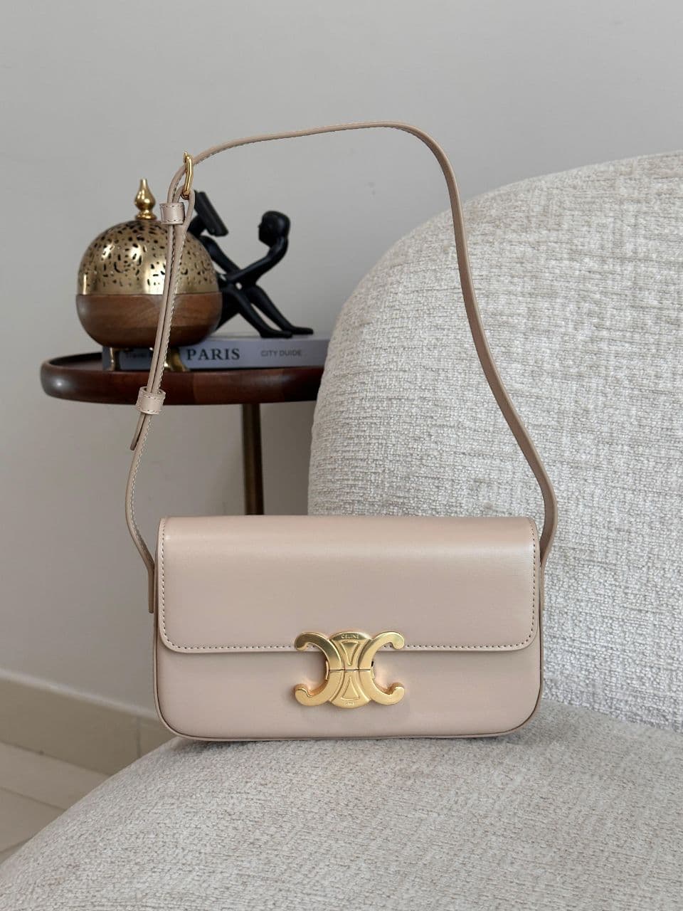 Celine Triomphe Mini Shoulder Bag with Leather Strap