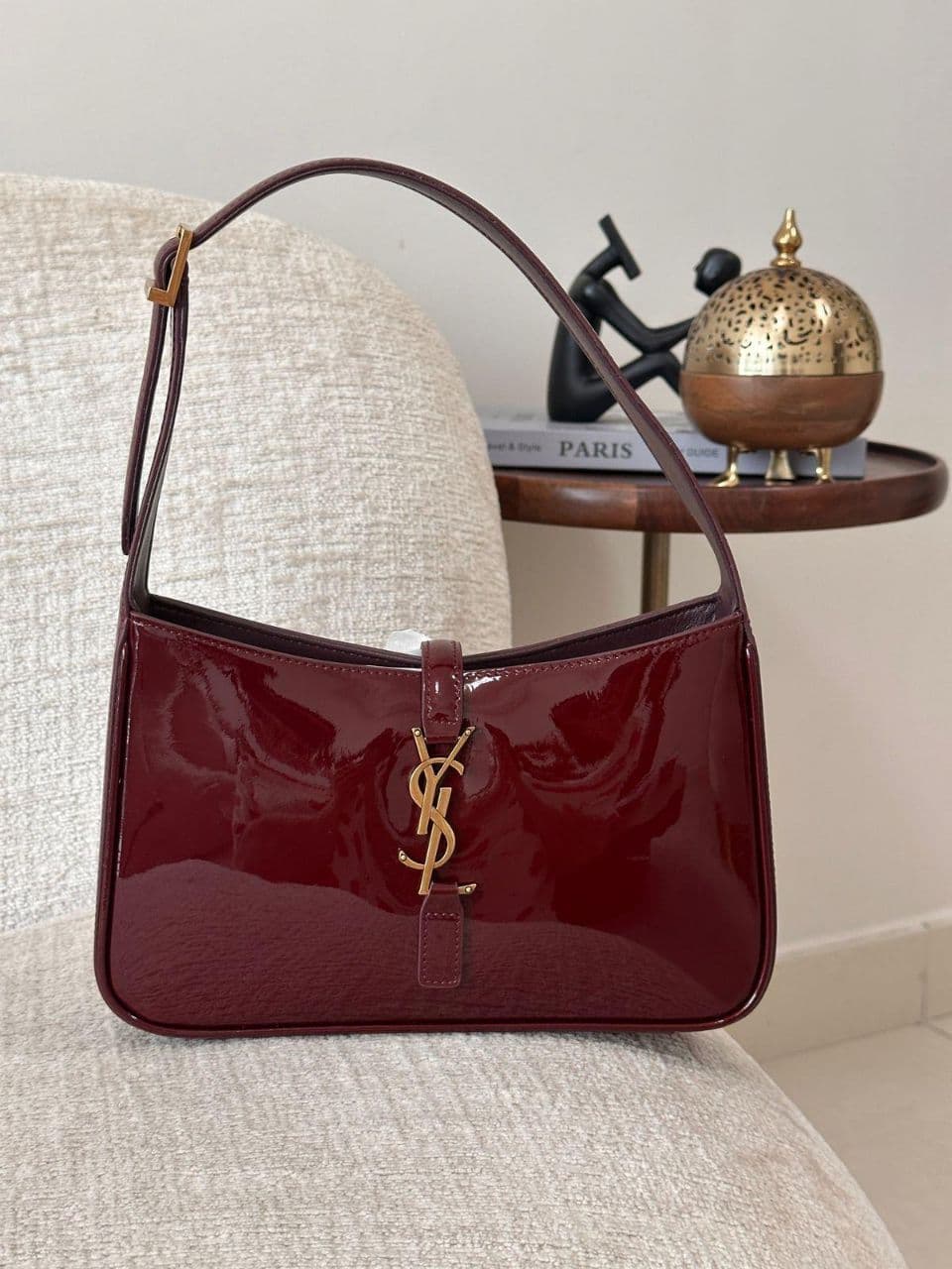 Saint Laurent YSL Cassandre Shoulder Bag – Shiny & Crock Leather Edition