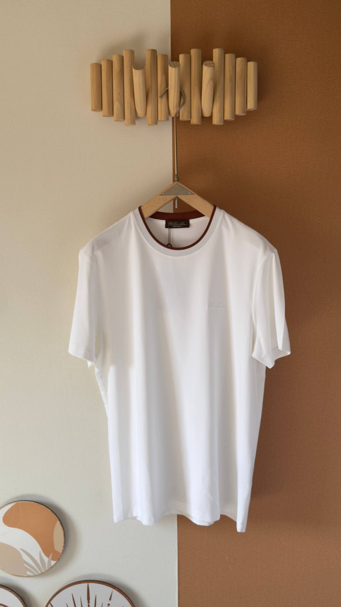 Loro Piana Luxury Soft-Touch Contrast Collar T-Shirt