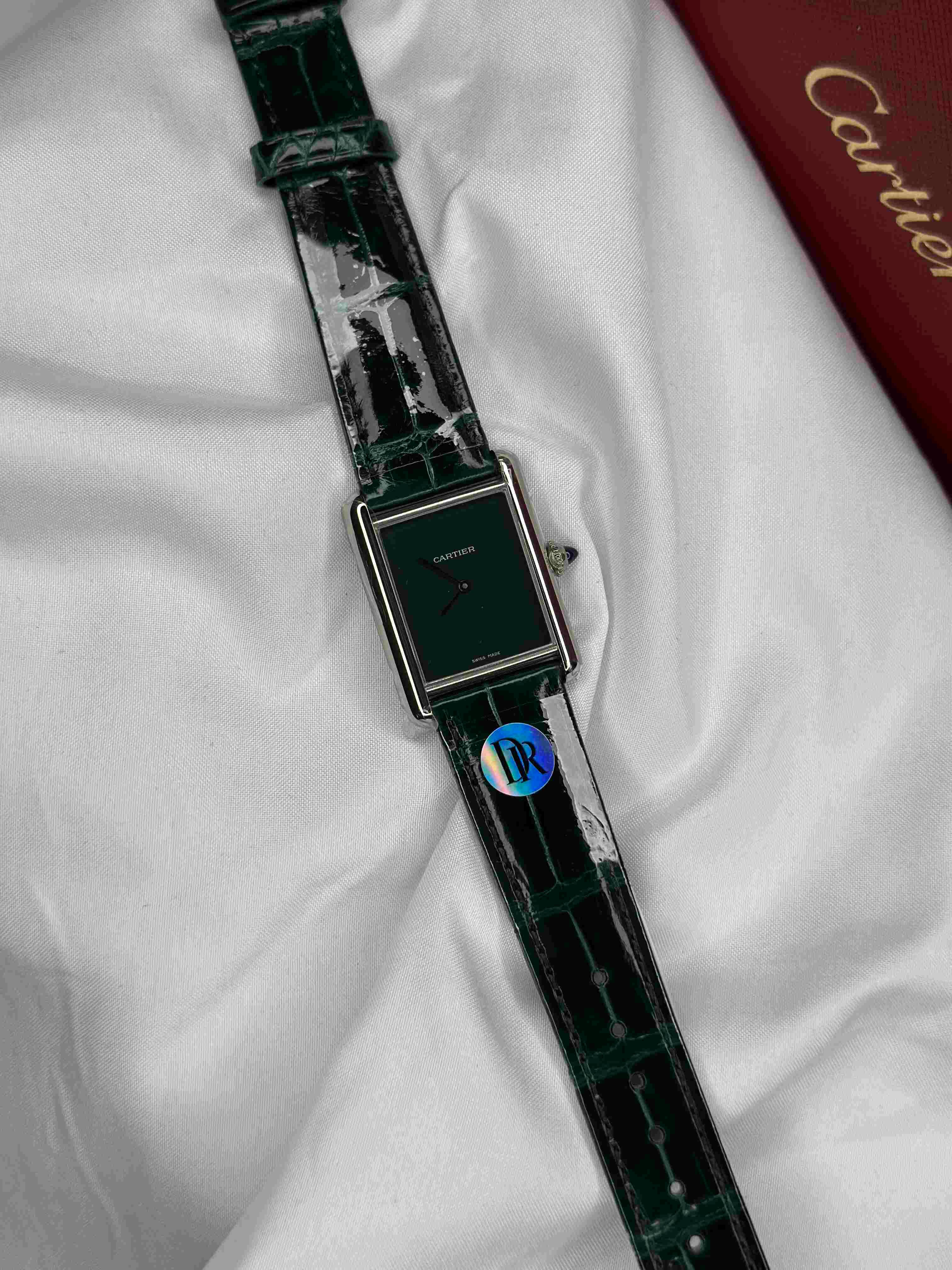 Cartier Tank Louis Ladies Watch – Green Lacquer Dial & Green Leather Strap