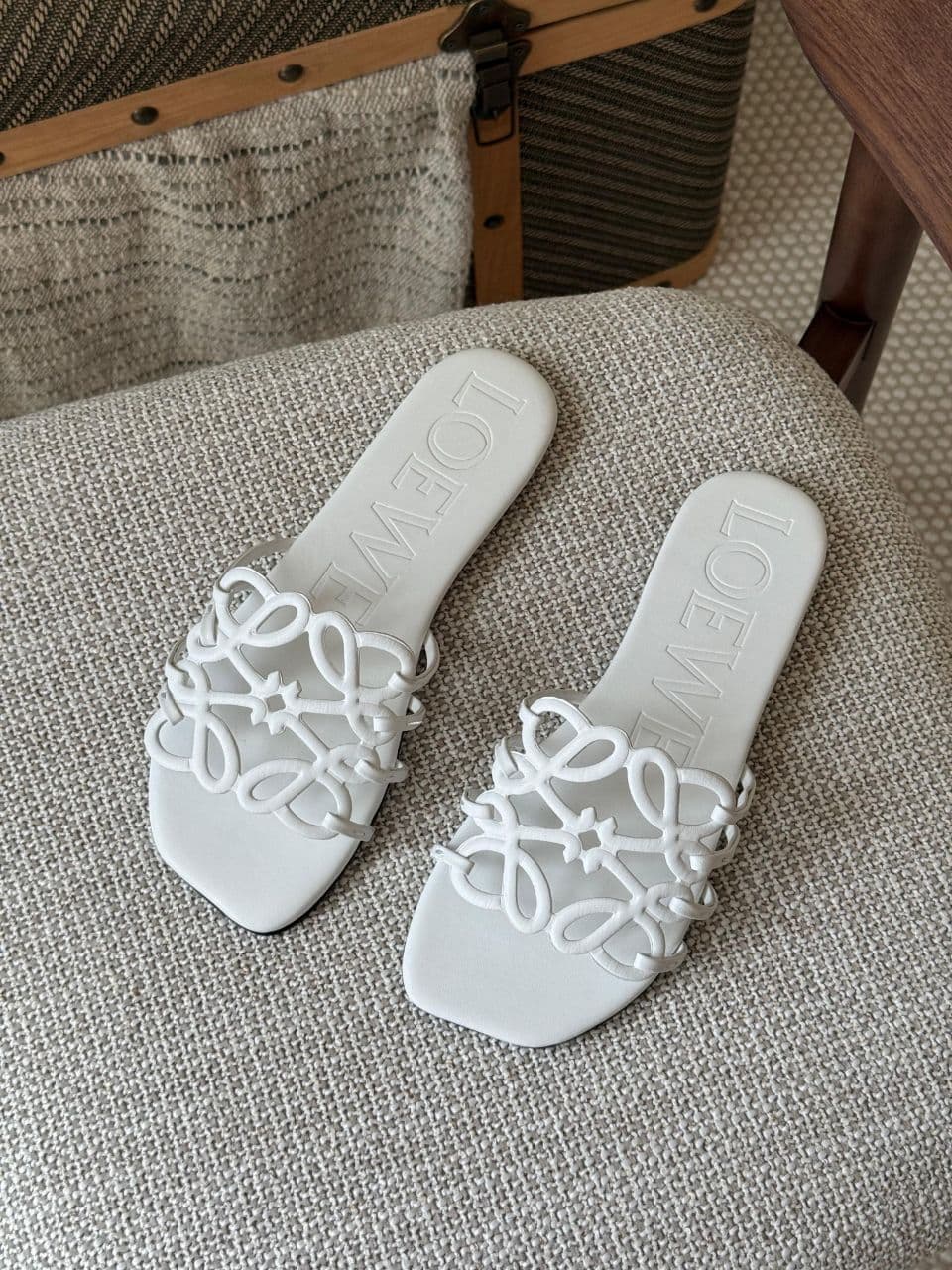 Loewe Petal Anagram Leather Slides