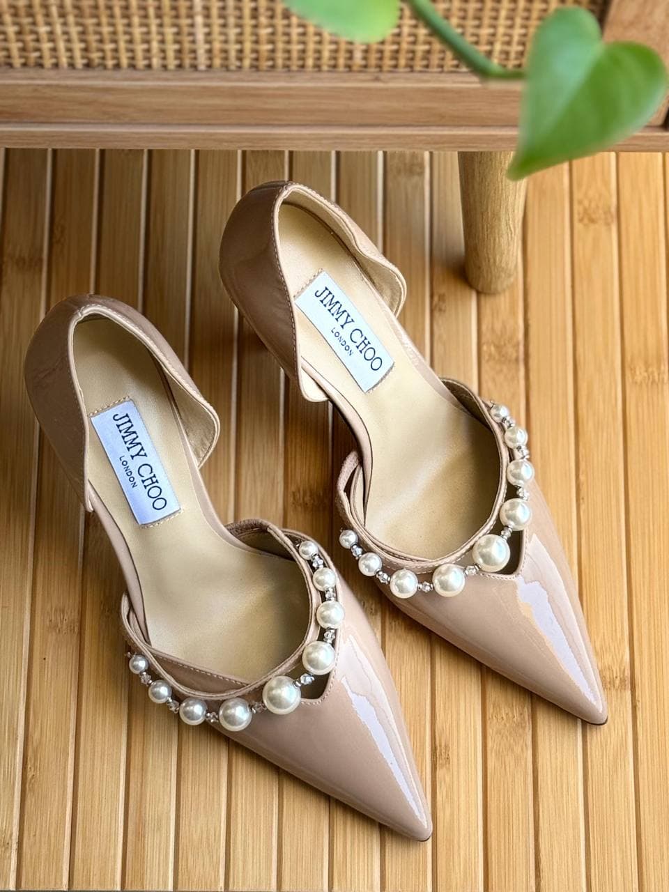 Jimmy Choo Aurelie Pearl Embellished Patent Leather Pumps