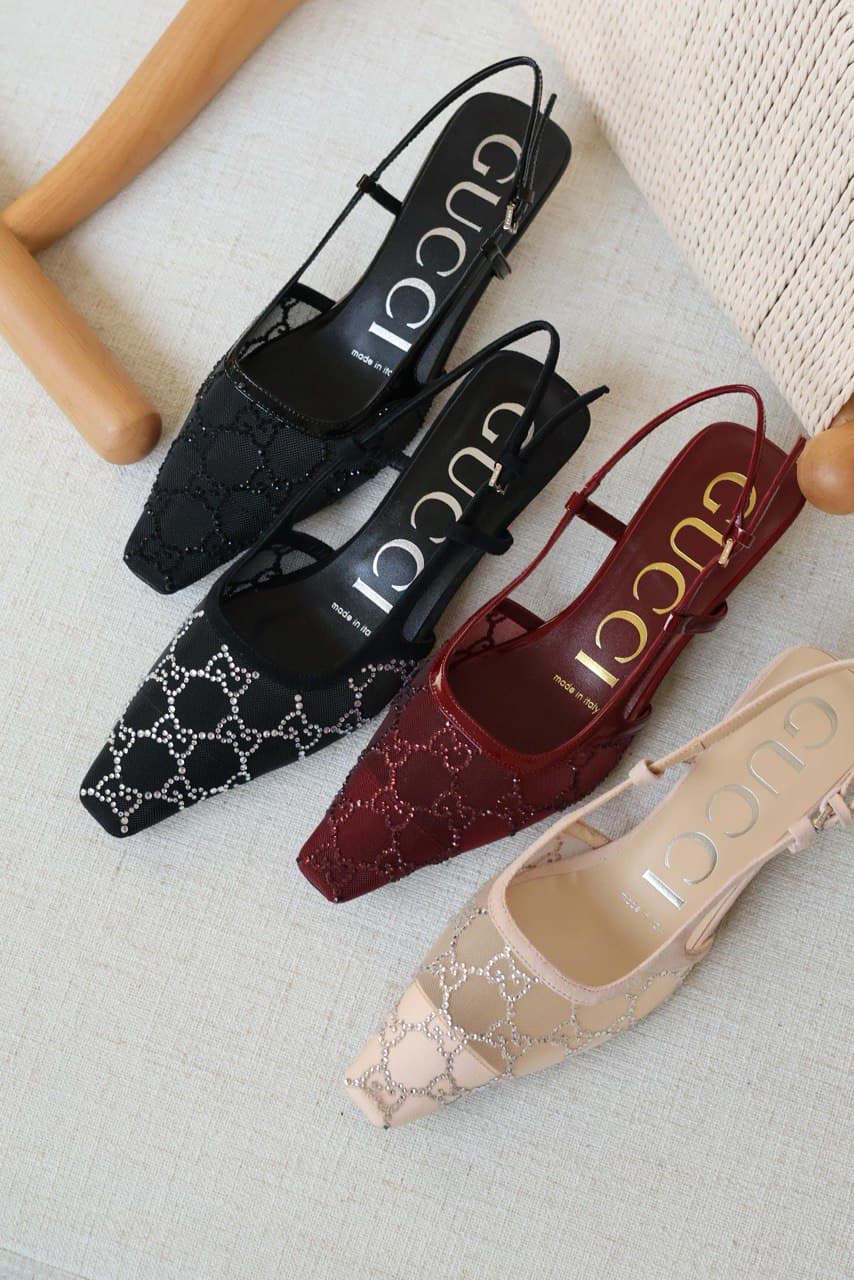 Gucci GG Crystal Slingback Low Heel