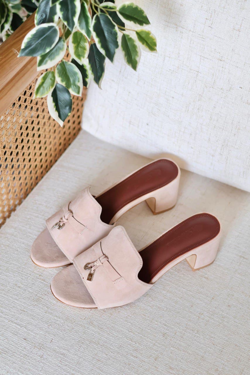 Loro Piana Summer Charms Heeled Sandal – Suede Goatskin Mule