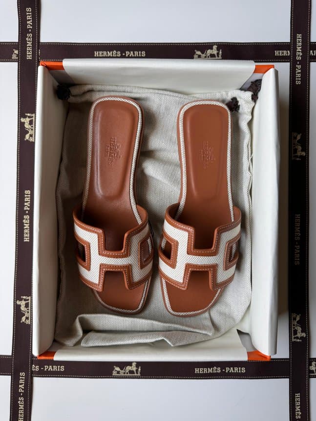 Hermes Oran Sandal Canvas