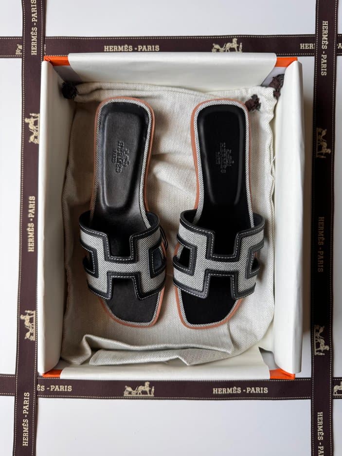 Hermes Oran Sandal Canvas