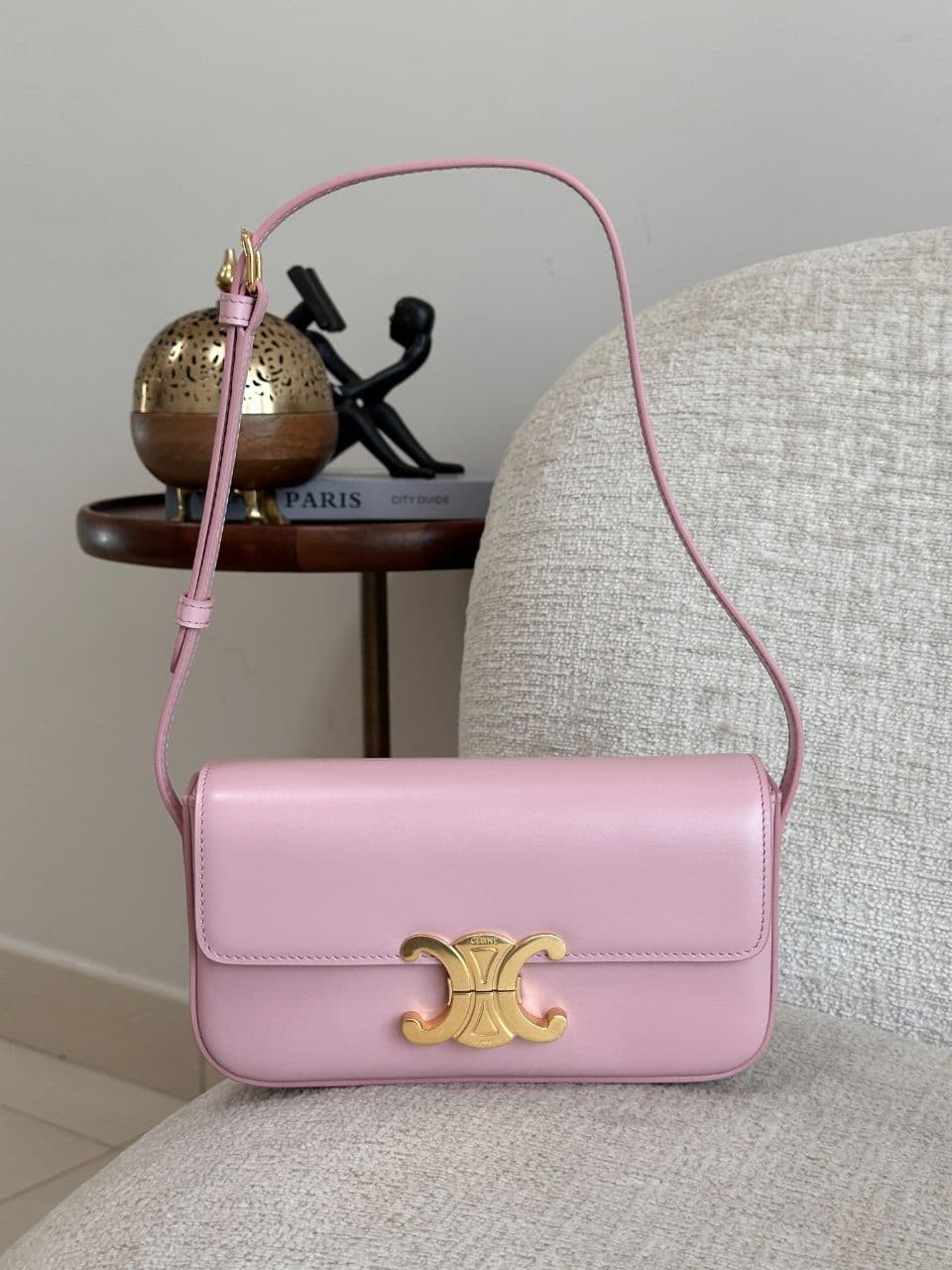 Celine Triomphe Mini Shoulder Bag with Leather Strap