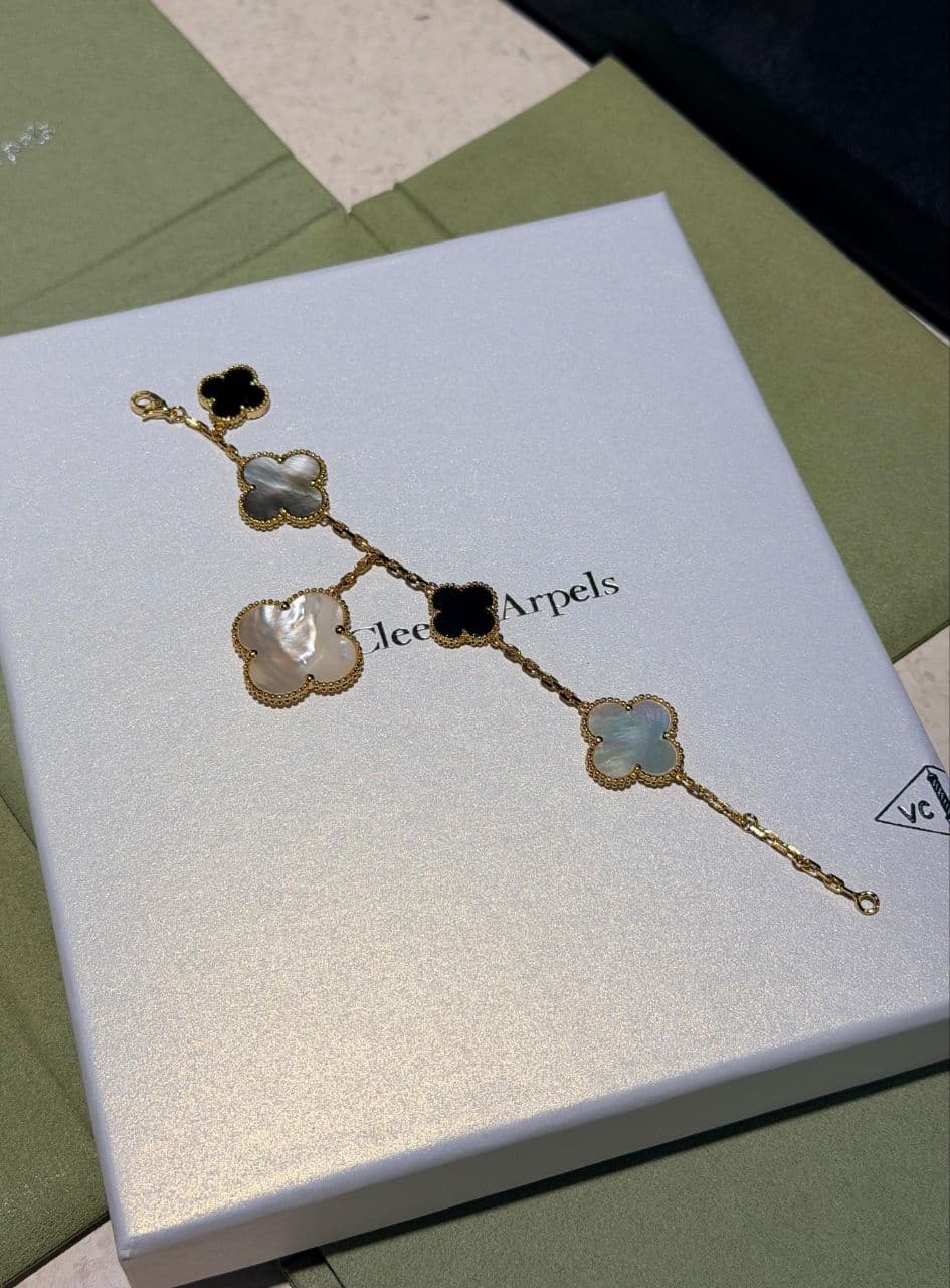 Van Cleef & Arpels Alhambra Inspired Necklace & Bracelet Set – Multi-Stone Edition