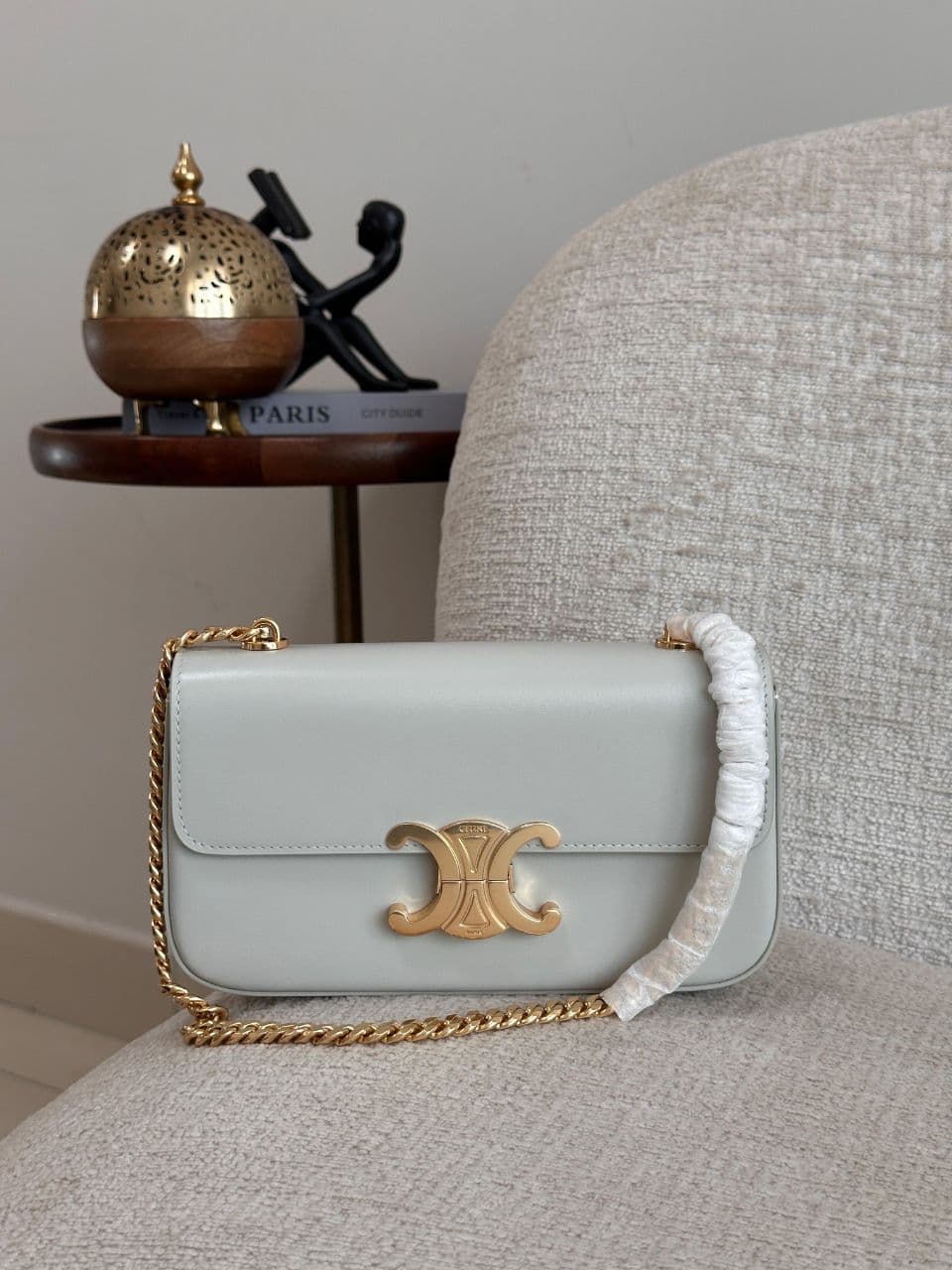 Celine Triomphe Mini Shoulder Bag with Metal Chain Strap