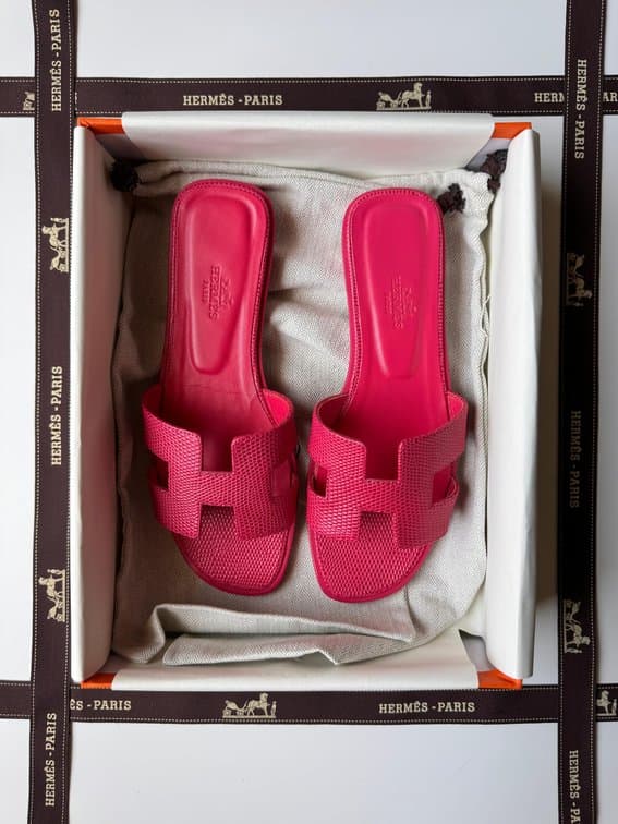 Hermes Oran Sandal Lizard Skin