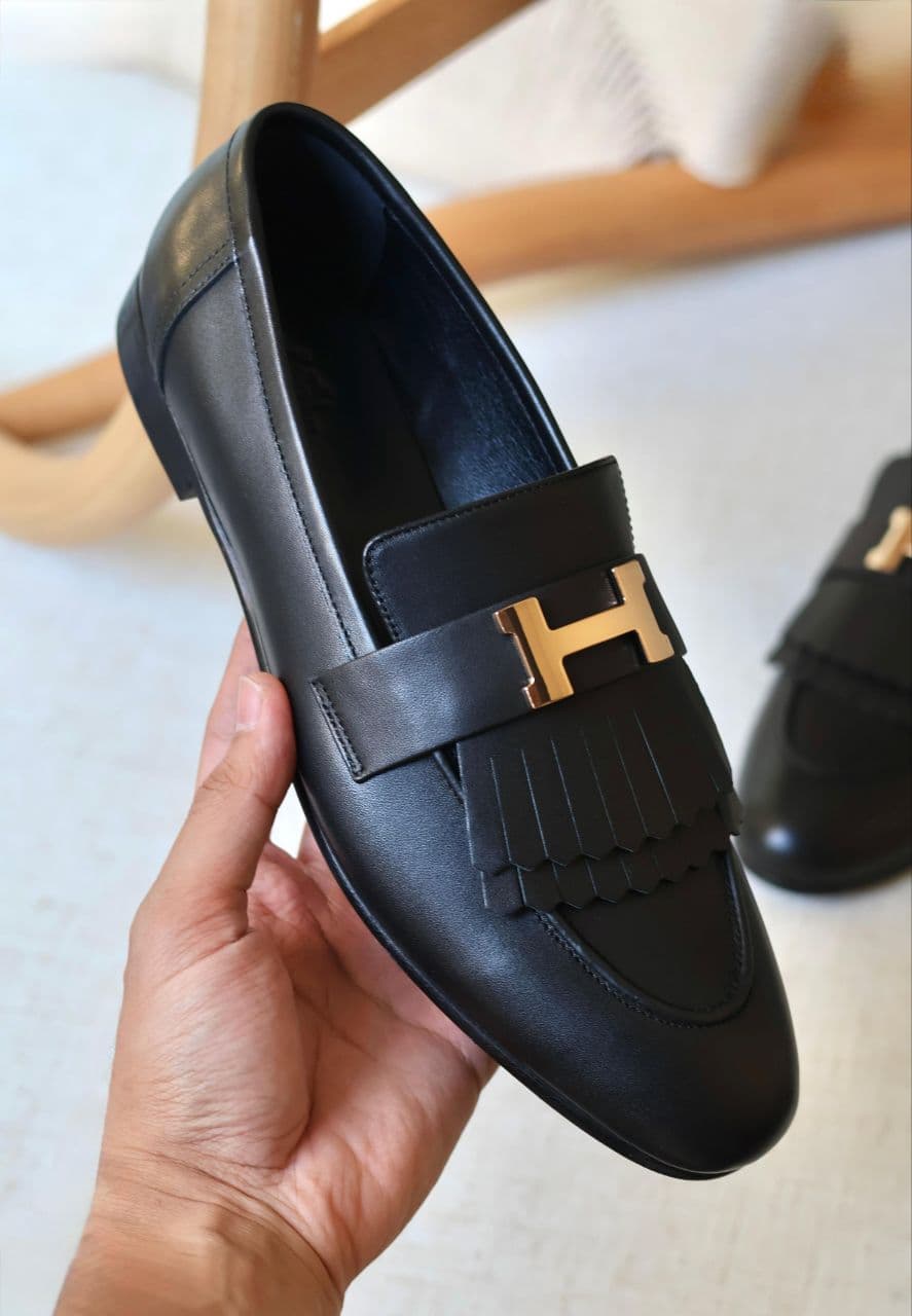 Hermès Paris Fringe Leather Loafer – Black
