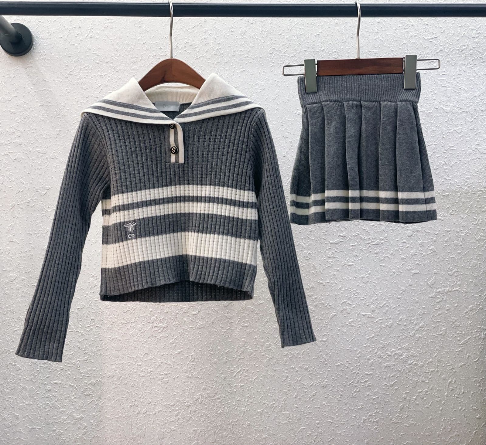 Dior Kids Sailor Knit Set – Top & Skirt – New Collection (Two Colors)