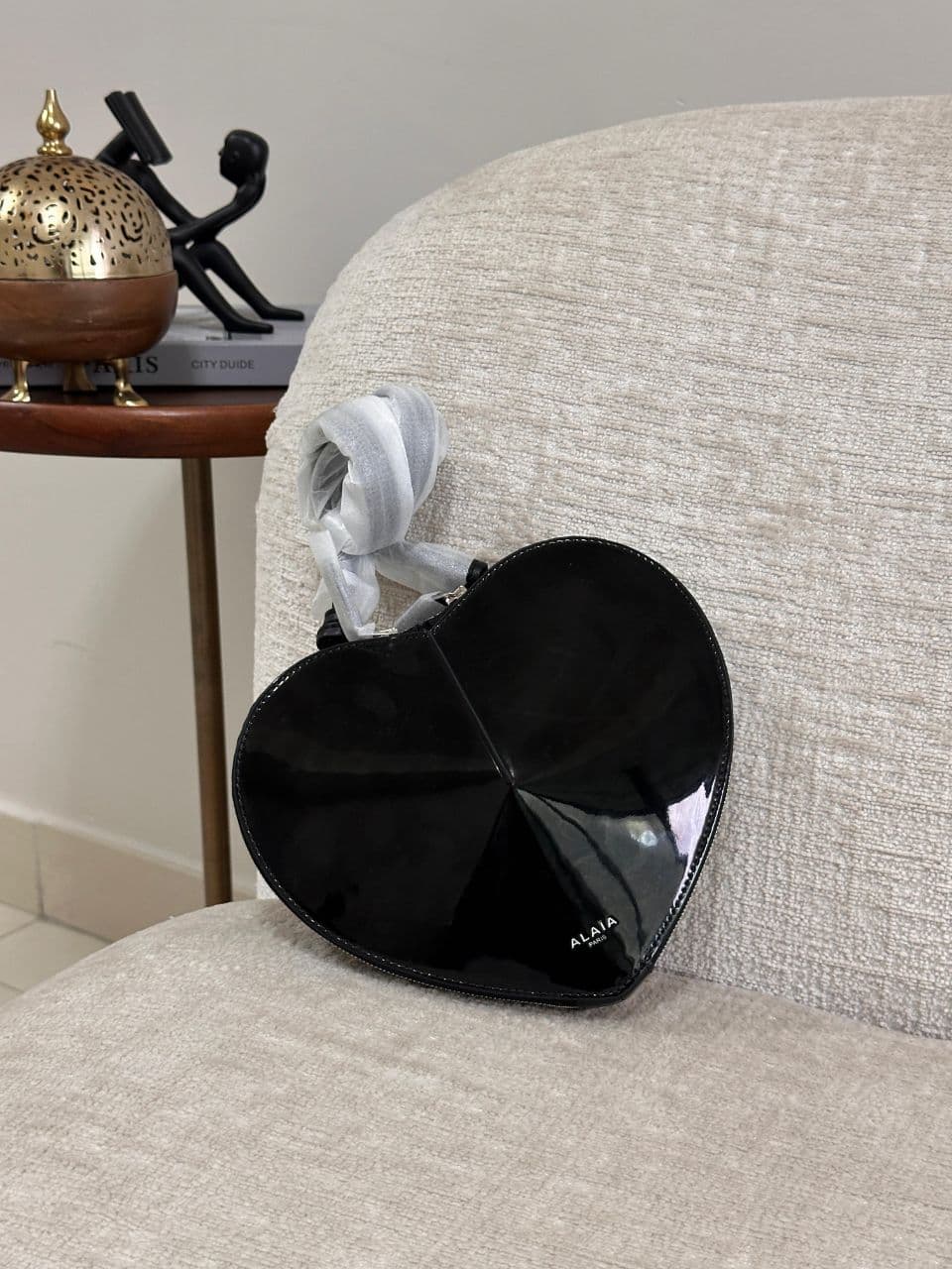 Alaïa Le Coeur Patent Leather Heart-Shaped Shoulder Bag