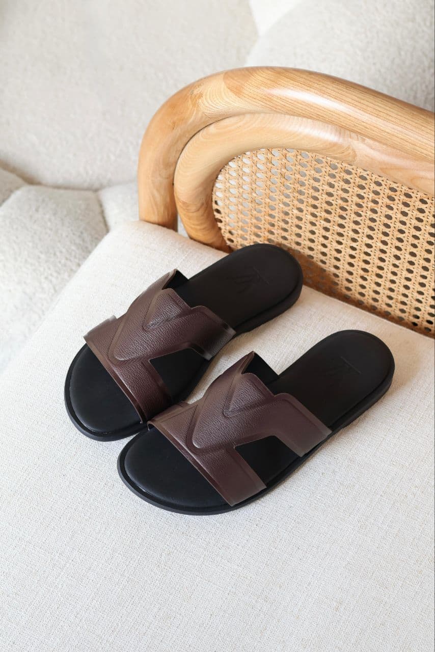 Louis Vuitton H Leather Slide Sandals