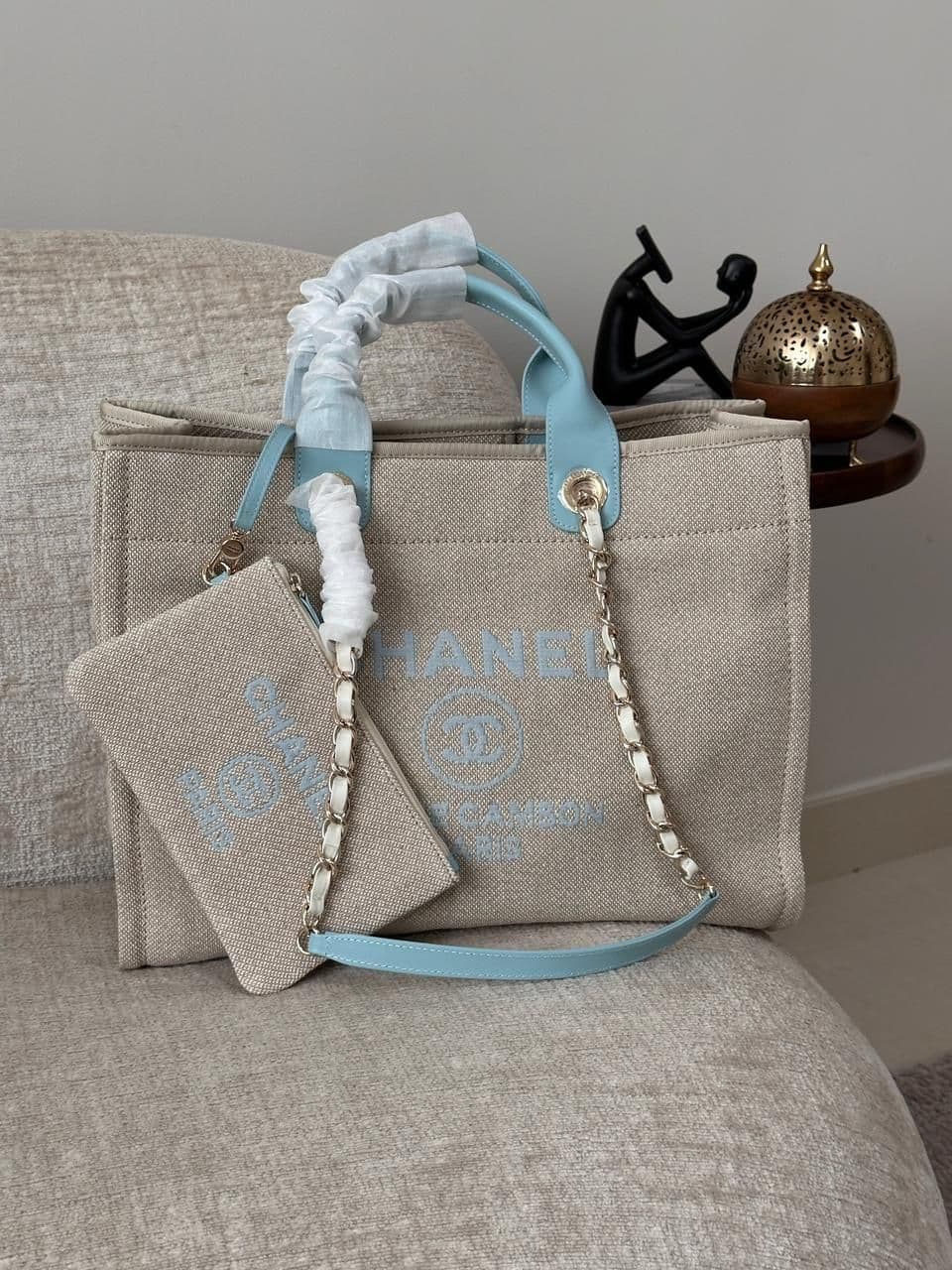 Chanel Deauville Style Tote Bag with Pearl Logo