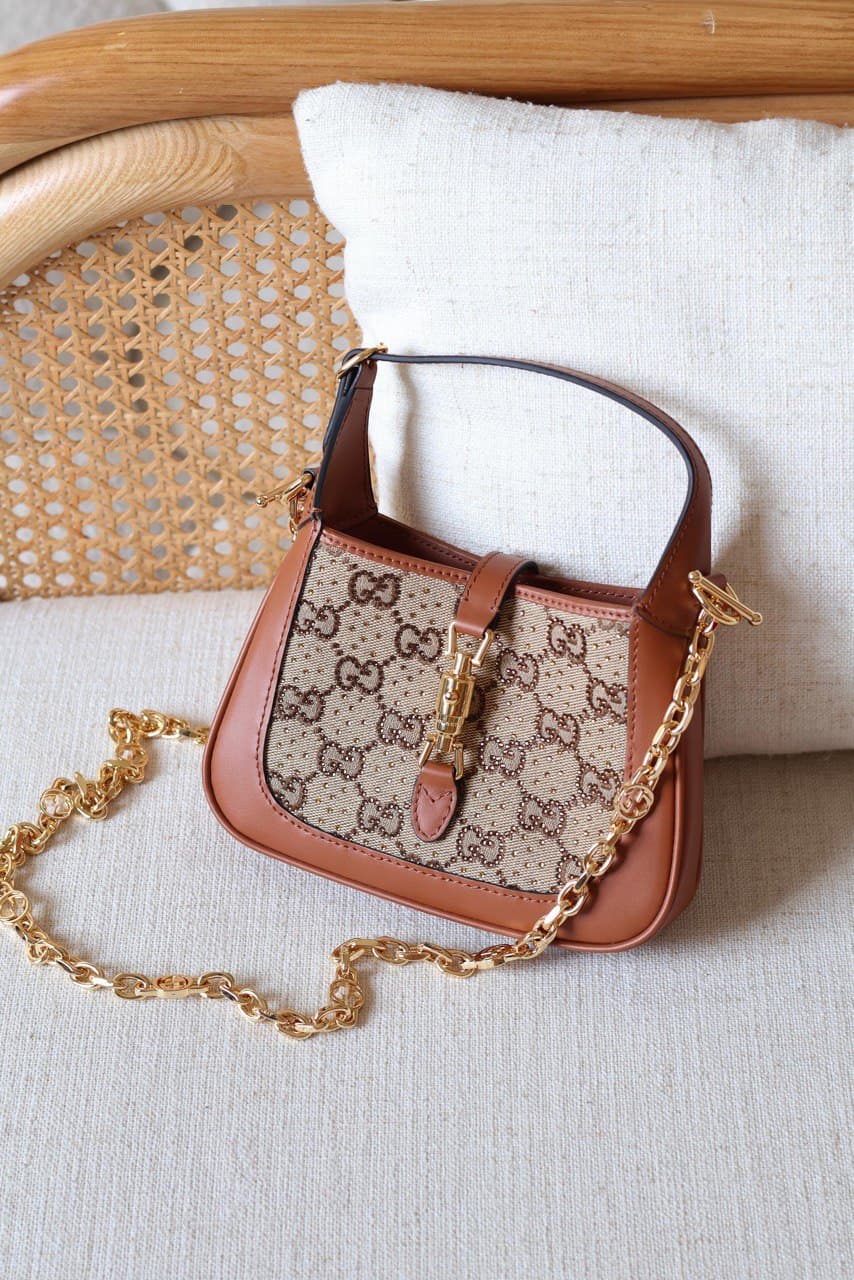 Gucci Jackie 1961 Mini GG Canvas & Patent Leather Shoulder Bag