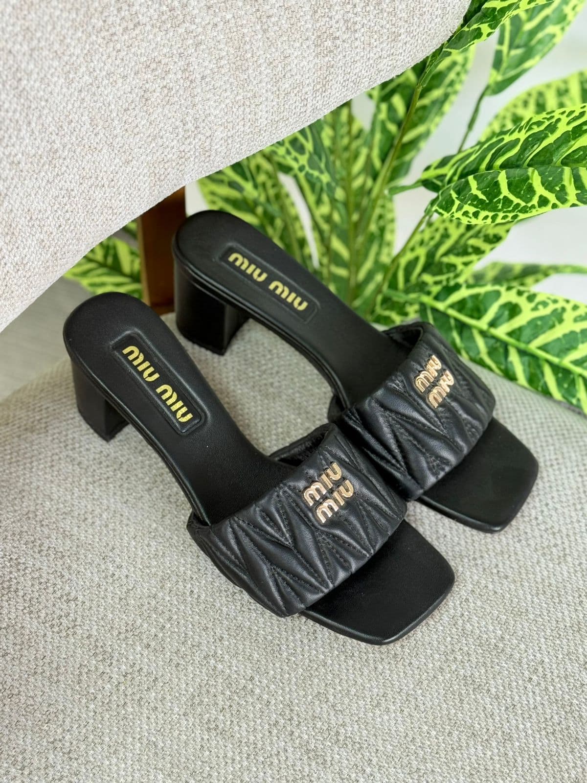 Miu Miu Quilted Leather Block-Heel Sandals – New Collection