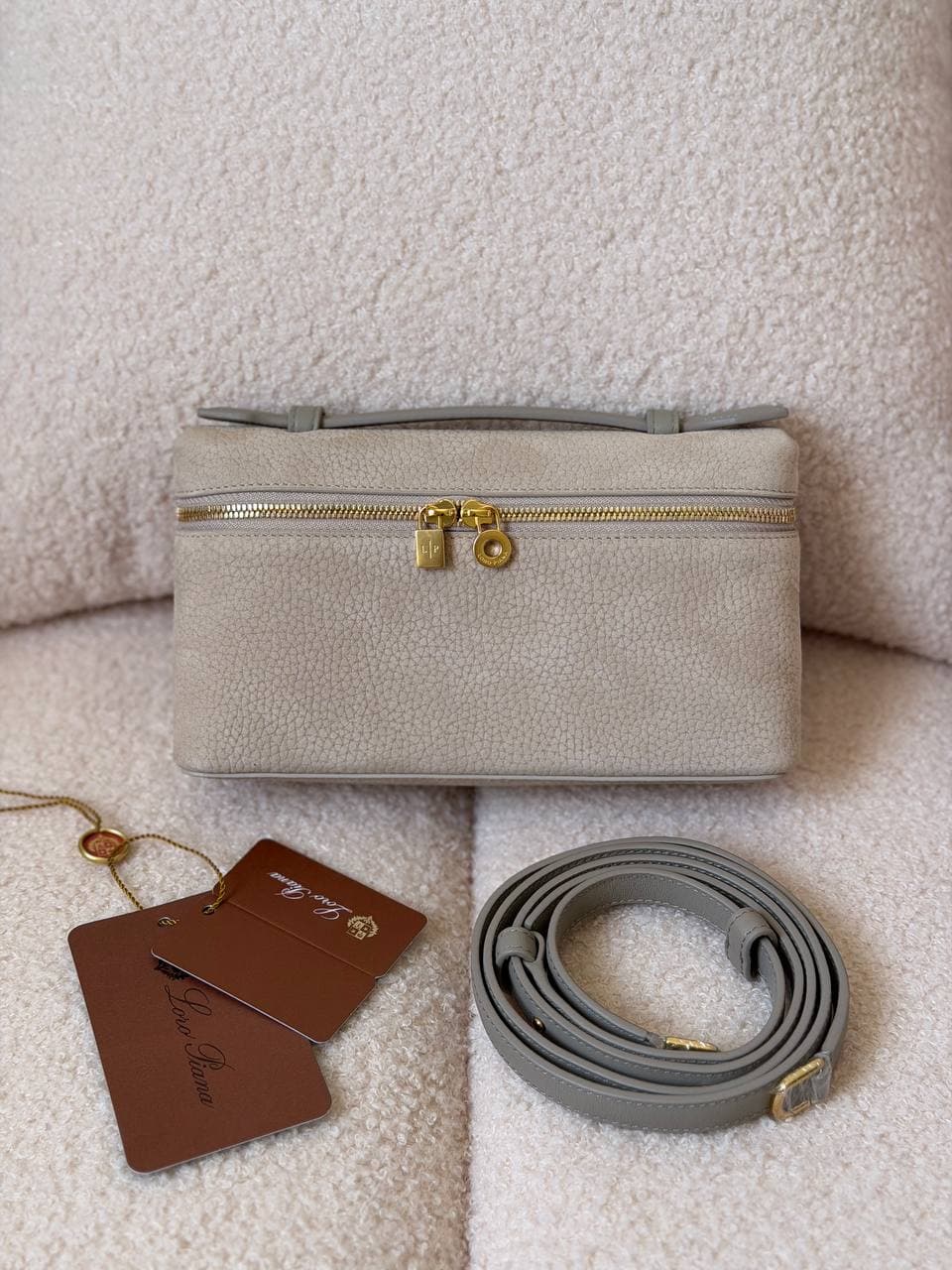 Loro Piana Extra Pocket L19 Suede Calfskin Pouch Bag