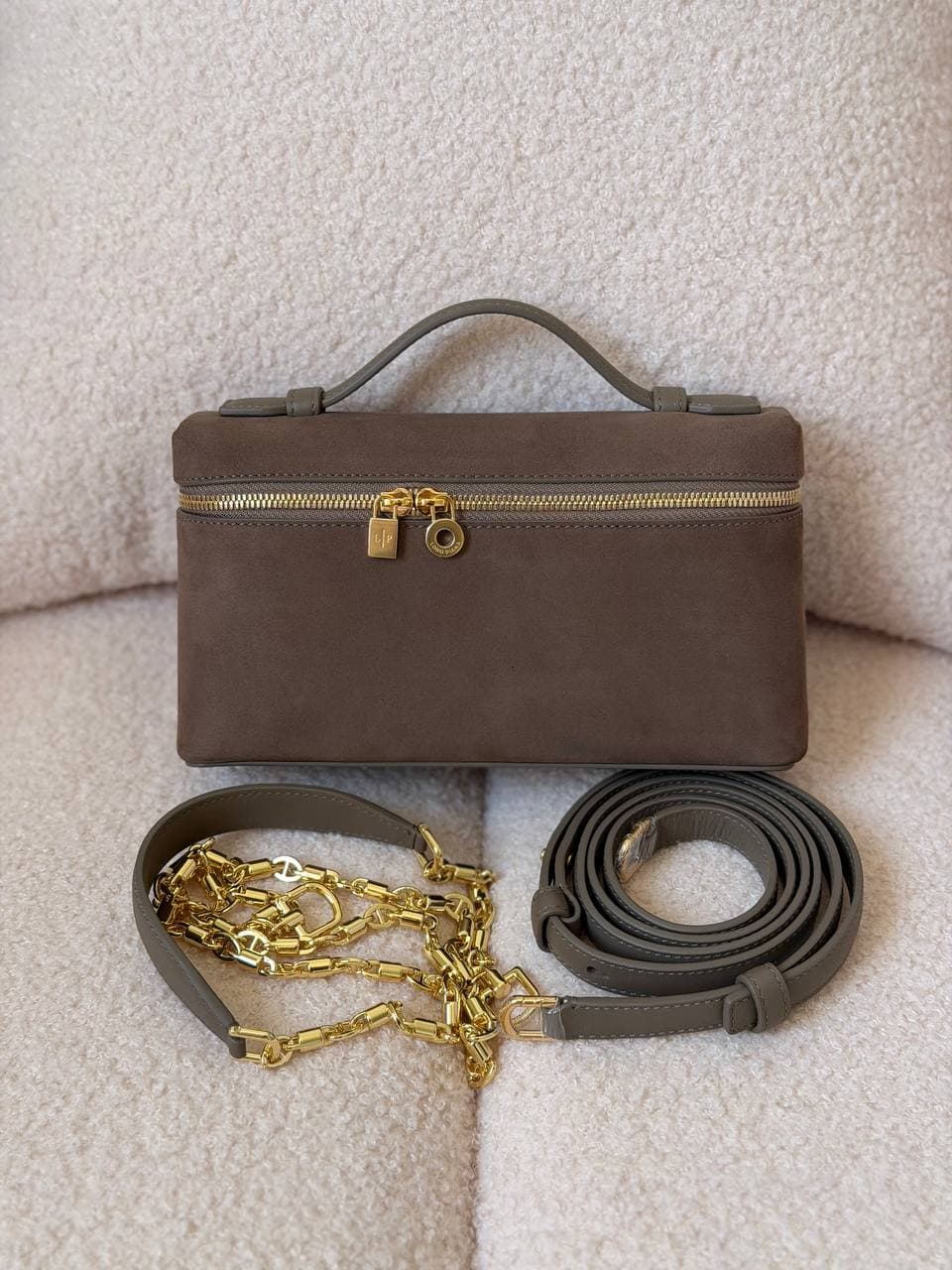 Loro Piana Extra Pocket L19 Suede Calfskin Pouch Bag
