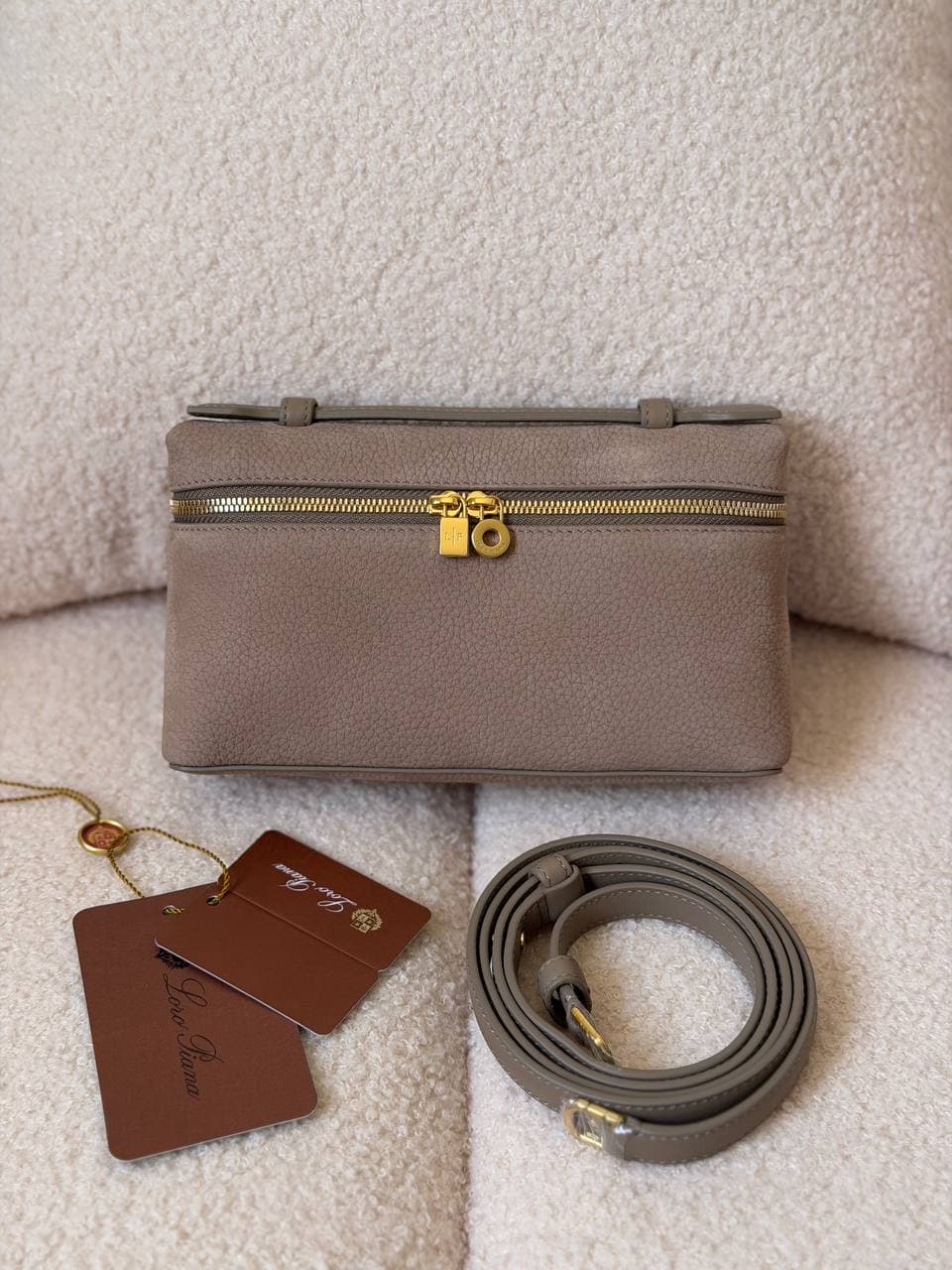 Loro Piana Extra Pocket L19 Suede Calfskin Pouch Bag