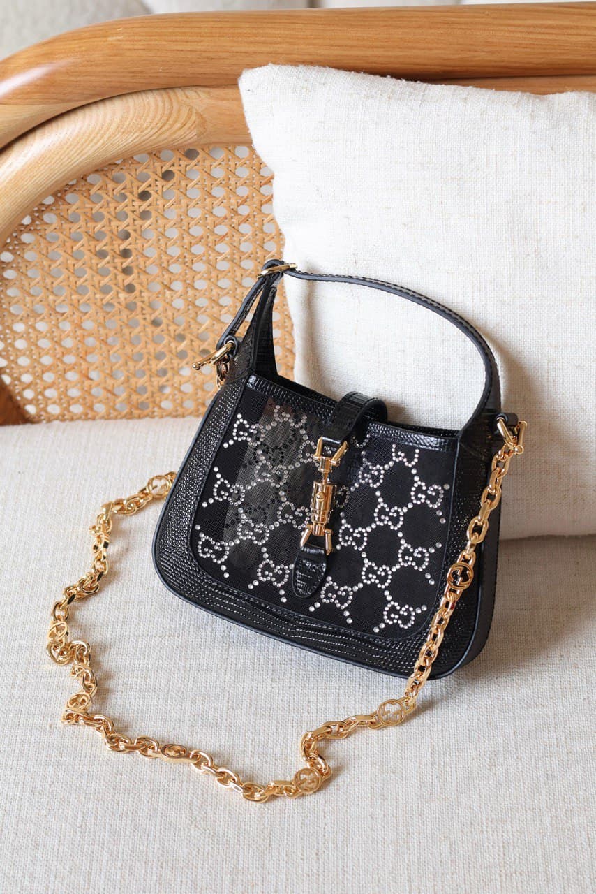 Gucci Jackie 1961 Mini GG Canvas & Patent Leather Shoulder Bag