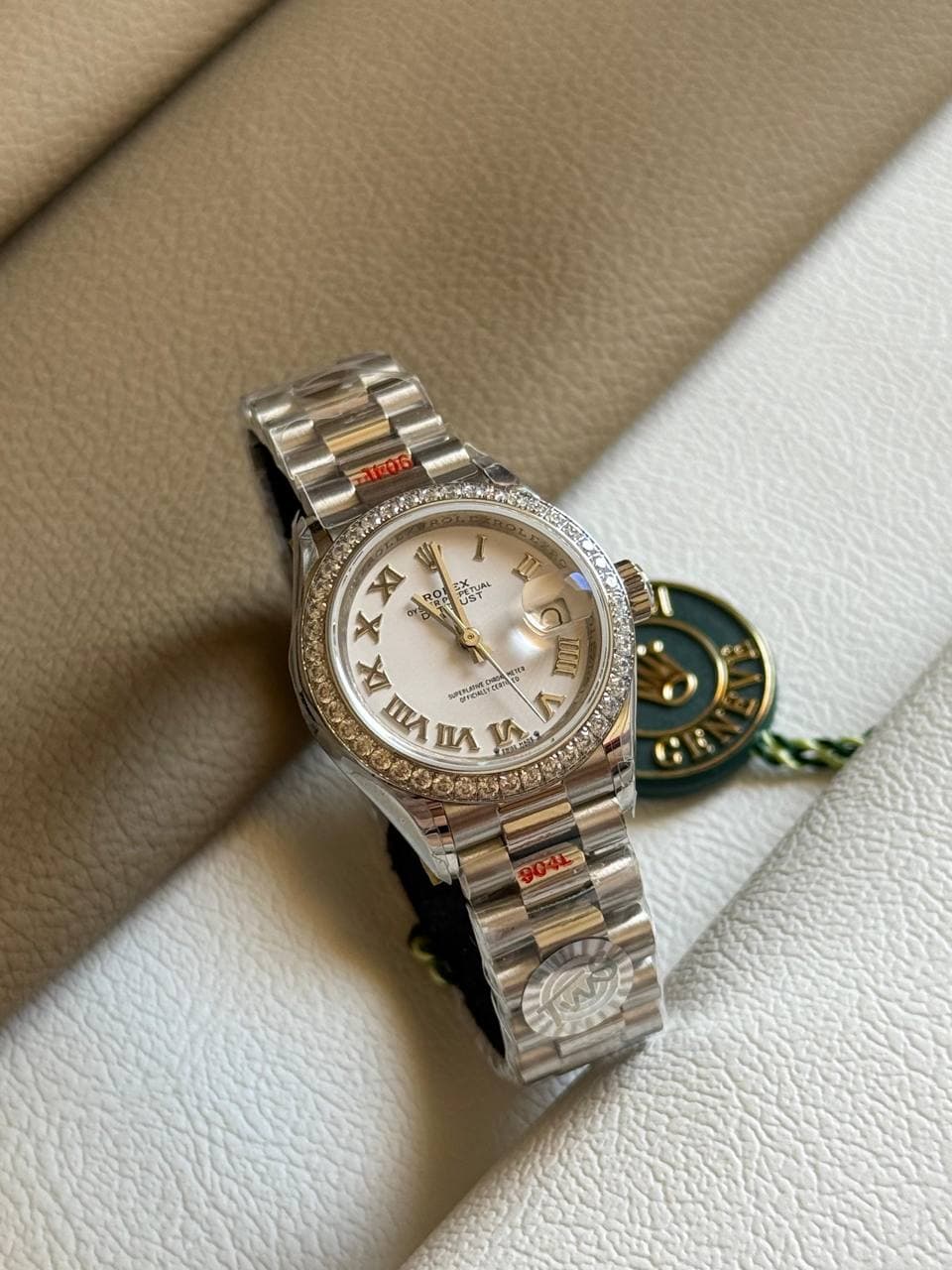Rolex Lady Datejust 28 Jubilee Fluted Diamond Dial Watch