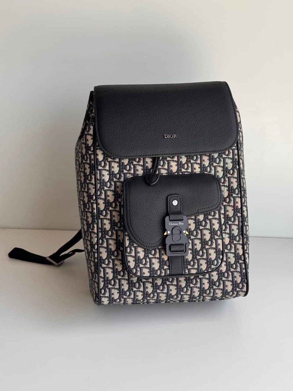 Dior Oblique Canvas & Grained Leather Flap Backpack