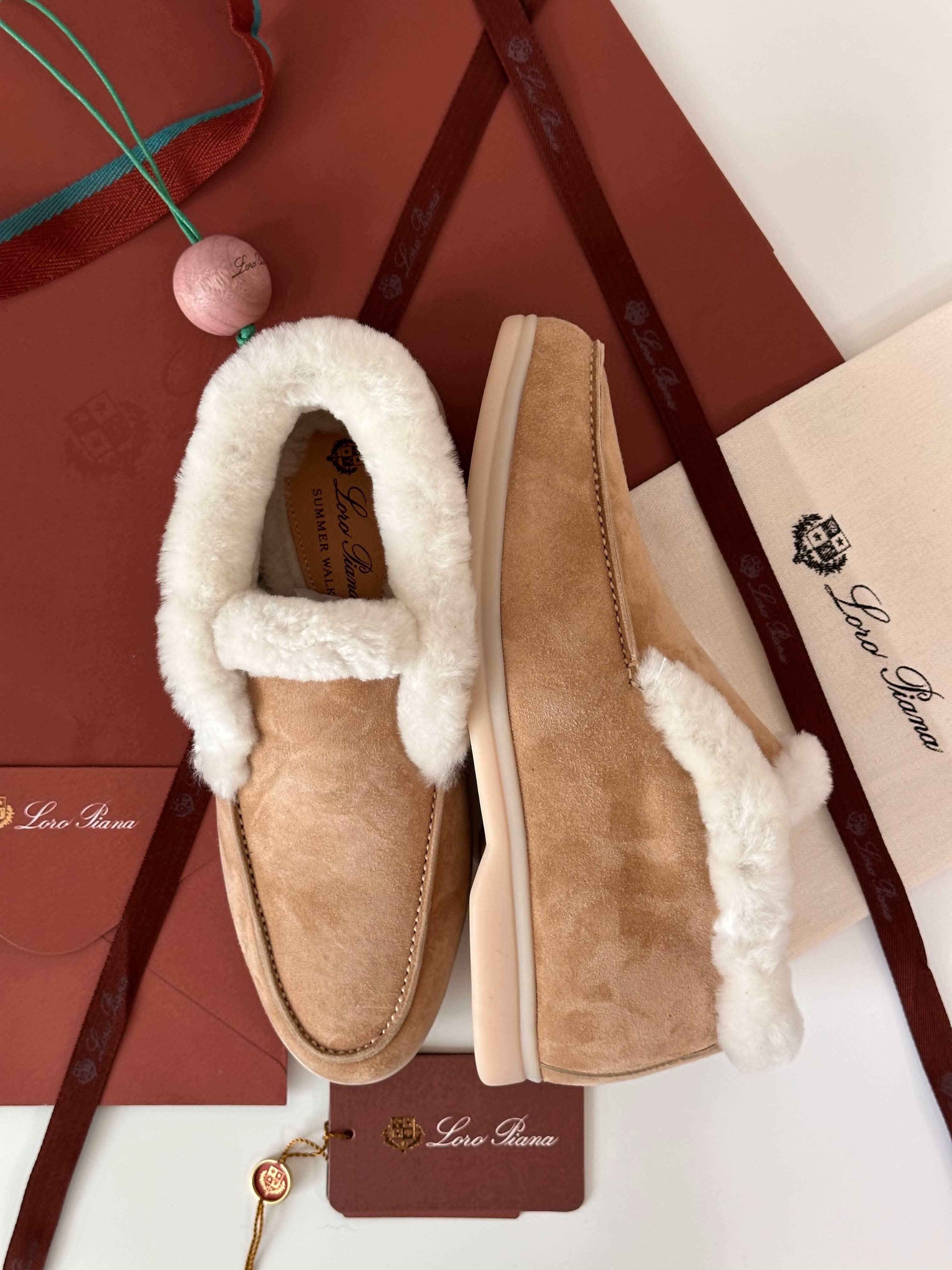 Loro Piana Winter Walk Shearling Loafers – Suede & Fur Lined