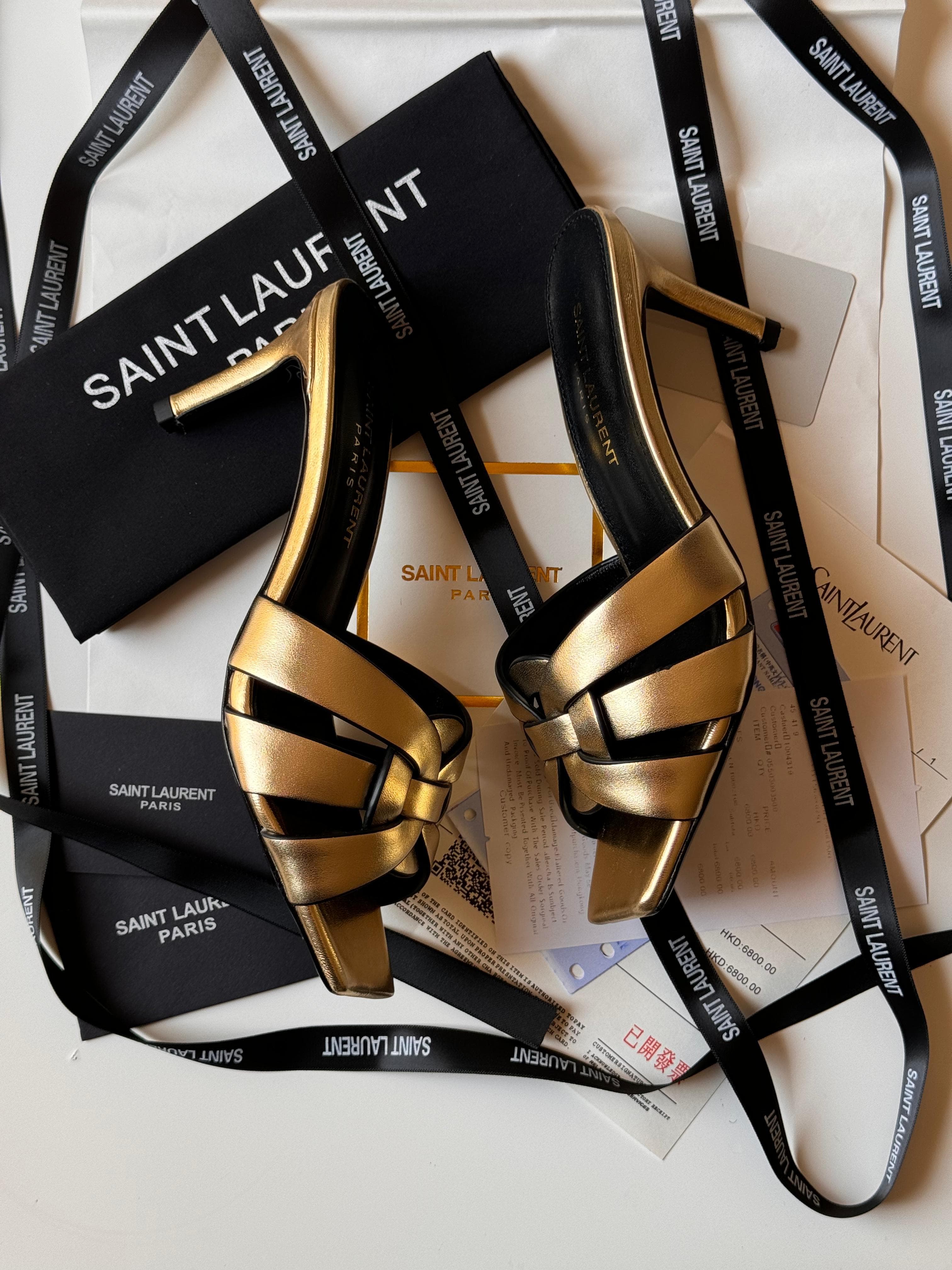 Saint Laurent Tribute Sandal Metallic Leather
