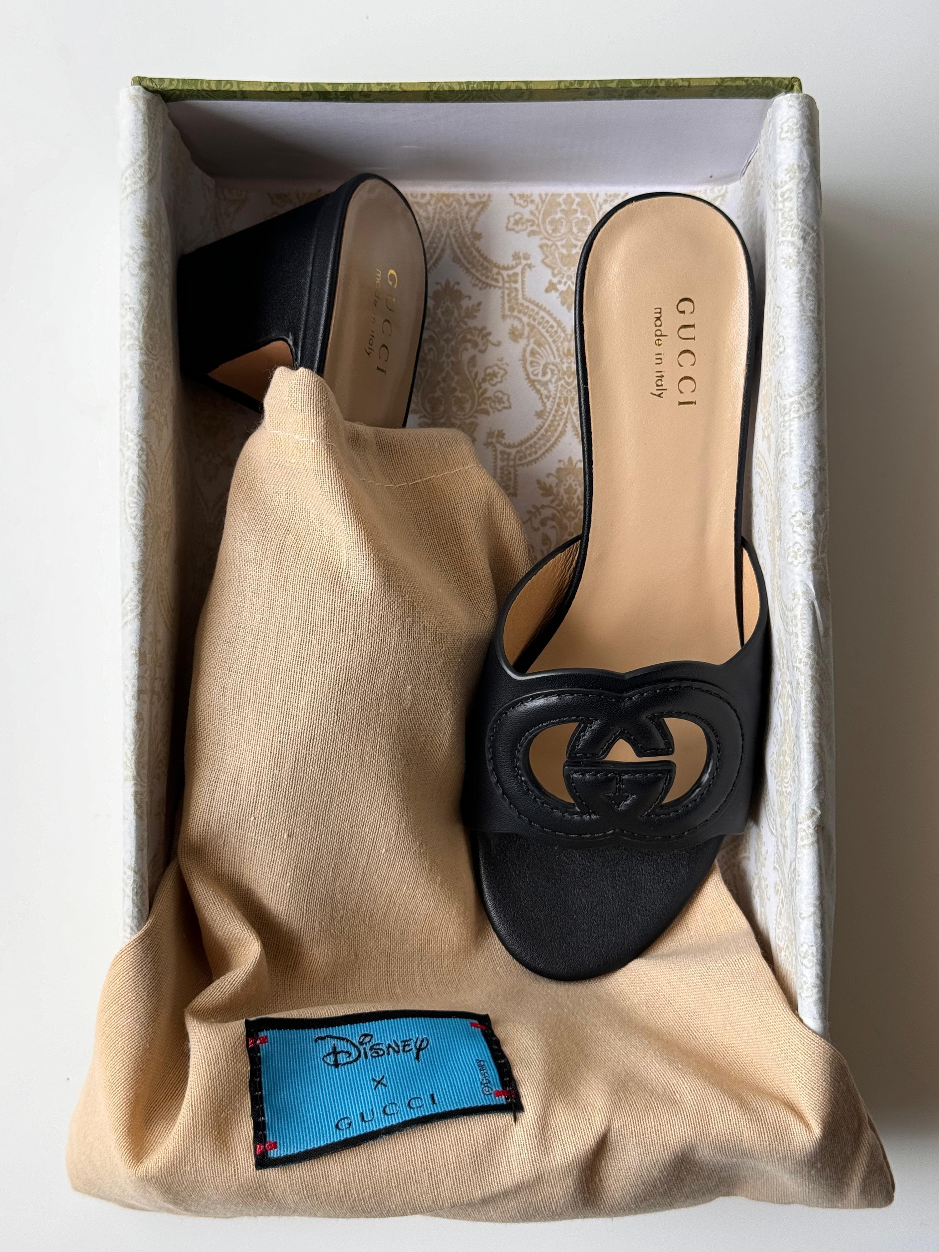 Gucci GG Leather Heeled Slides – Iconic Elegance in Modern Design