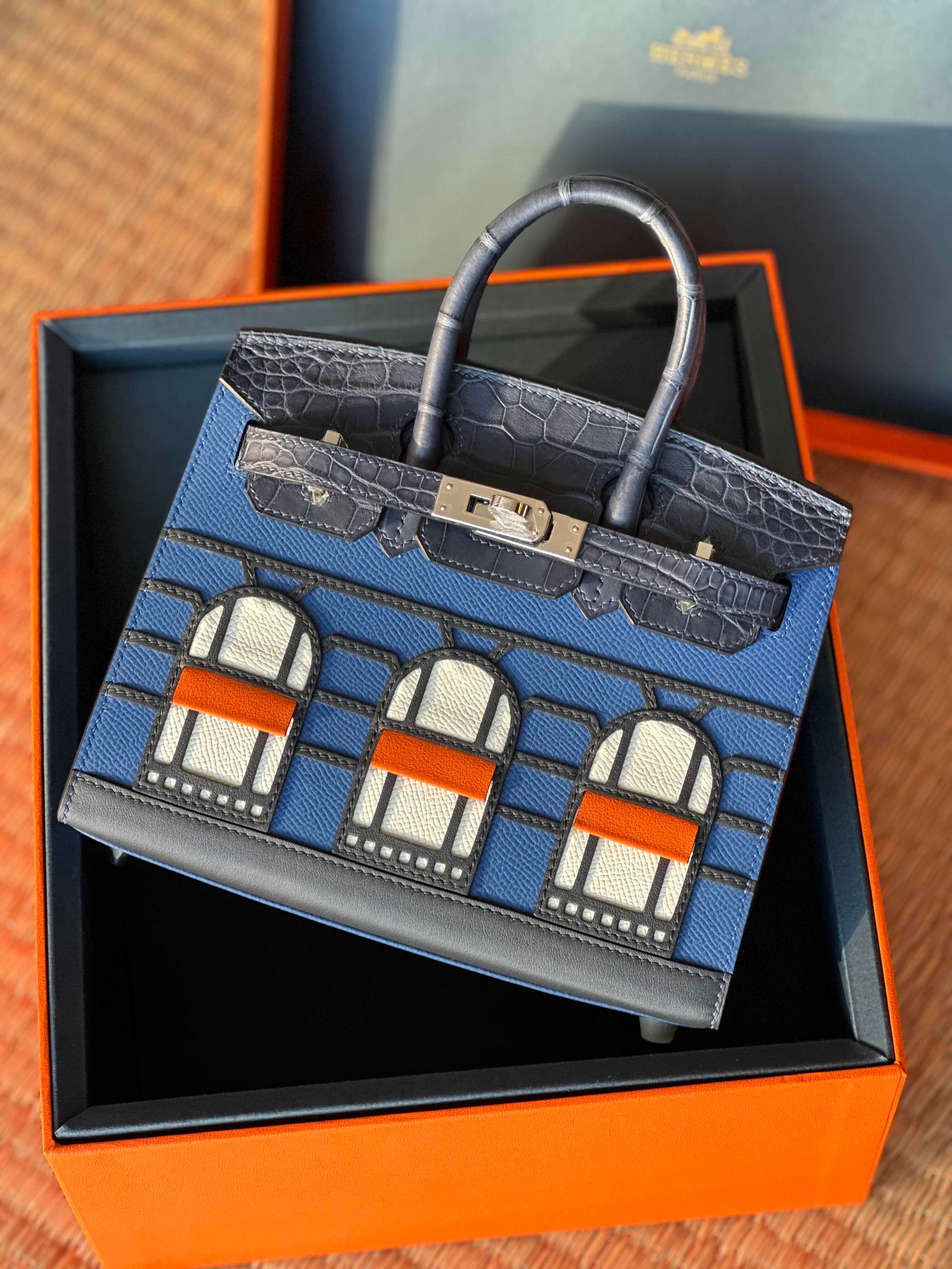 Hermès Birkin Faubourg Bag – Architectural Limited Edition with Crocodile Trim