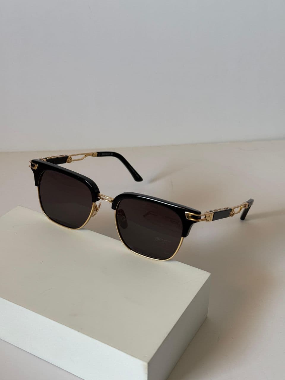 Maybach Square Metal-Acetate Sunglasses with Gold Detail