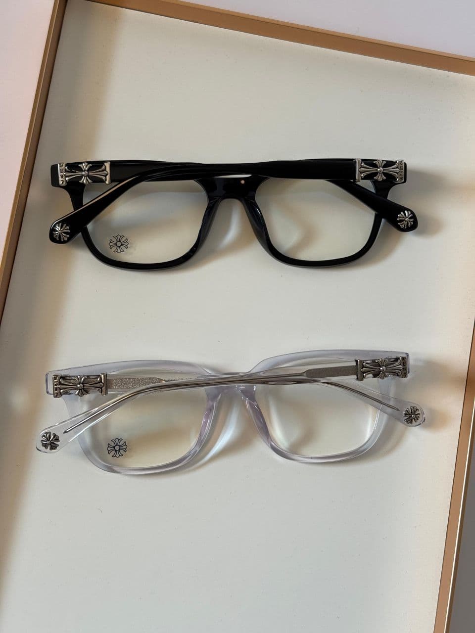 Chrome Hearts Unisex Square Optical Frame with Cross Details