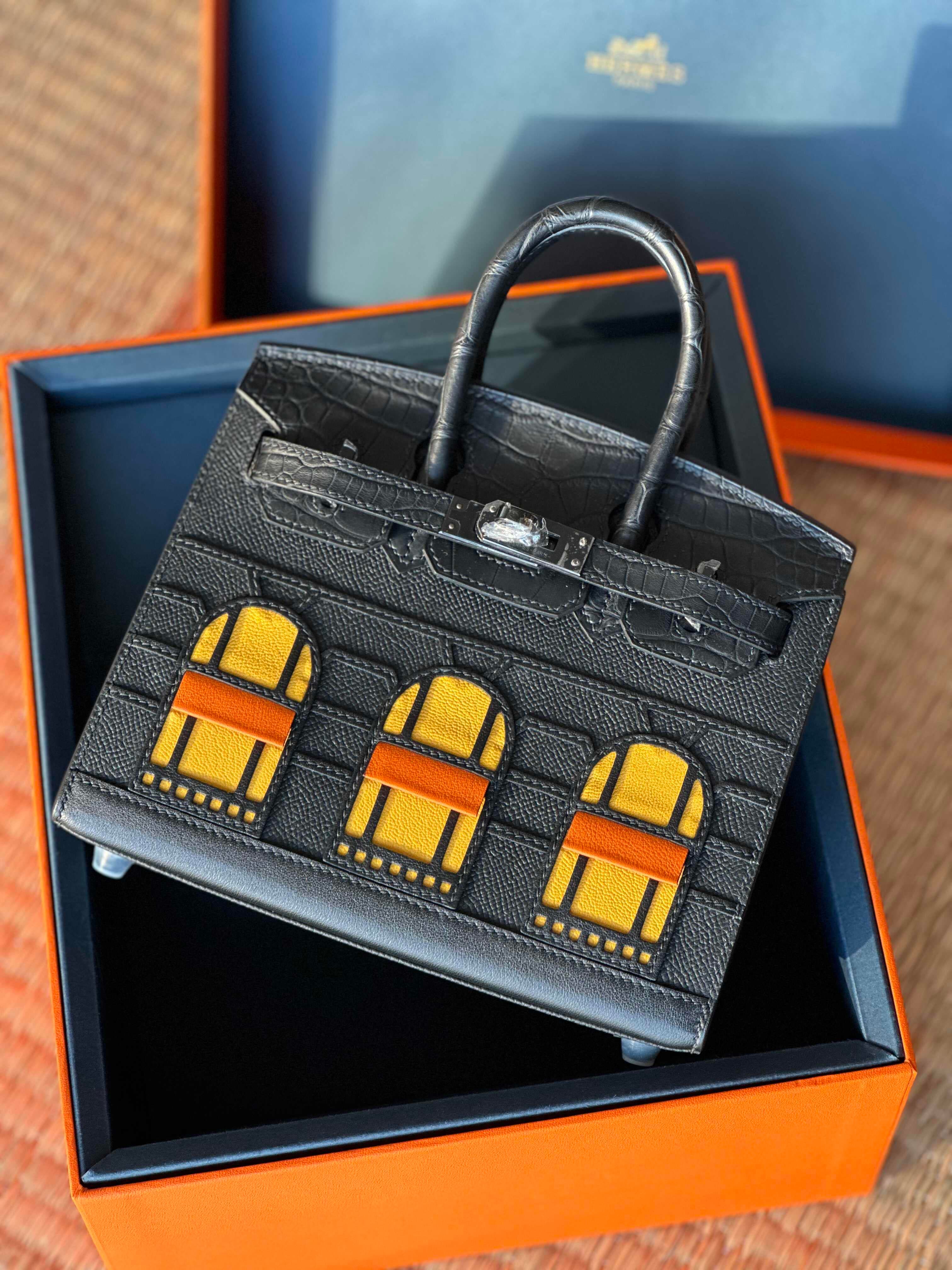 Hermès Birkin Faubourg Bag – Architectural Limited Edition with Crocodile Trim