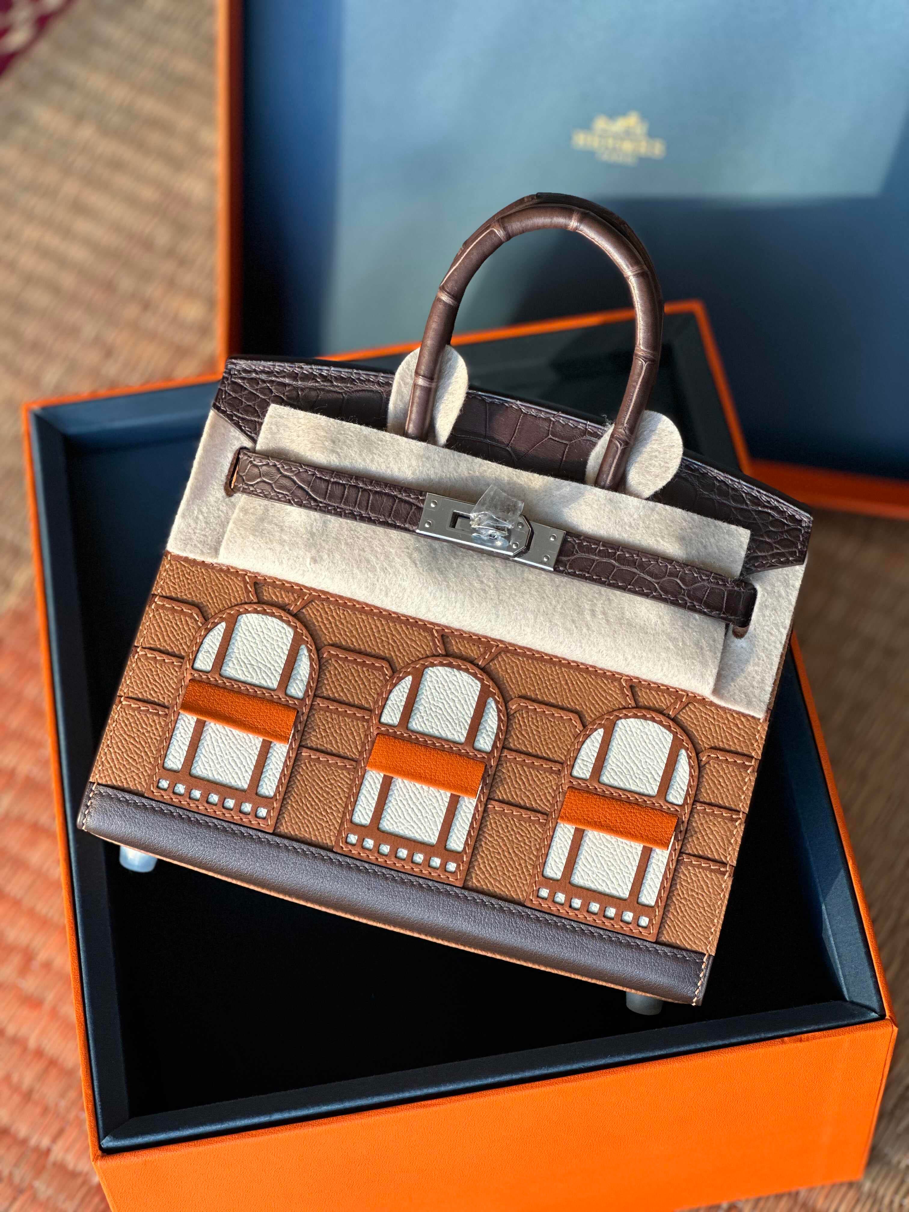 Hermès Birkin Faubourg Bag – Architectural Limited Edition with Crocodile Trim